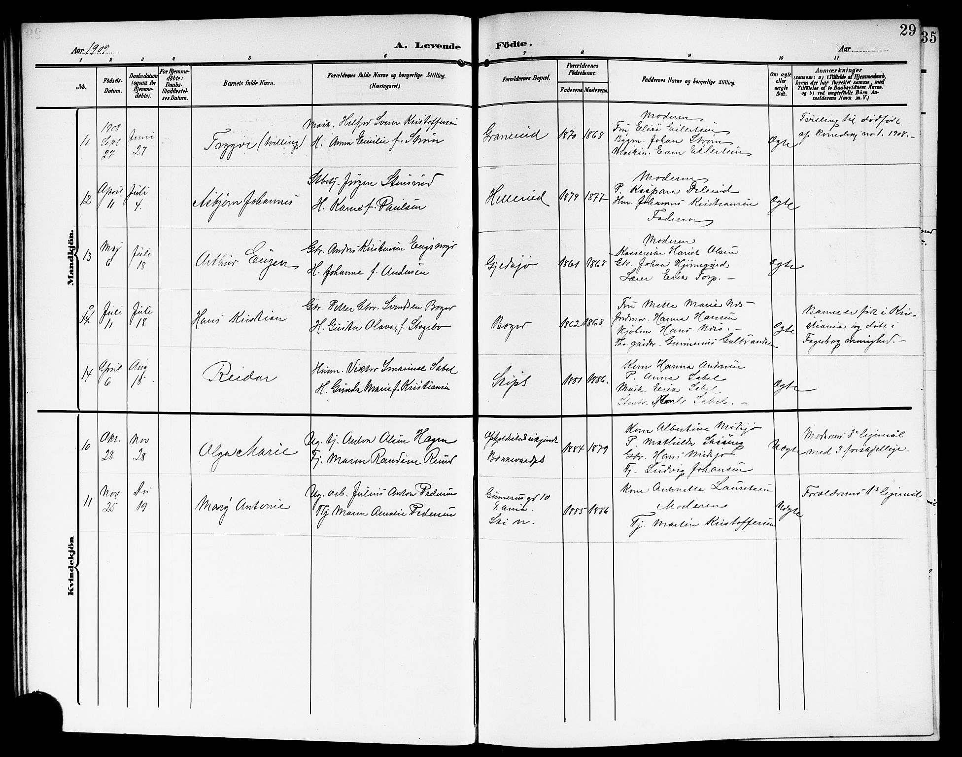 Kråkstad prestekontor Kirkebøker, SAO/A-10125a/G/Gb/L0001: Parish register (copy) no. II 1, 1905-1920, p. 29