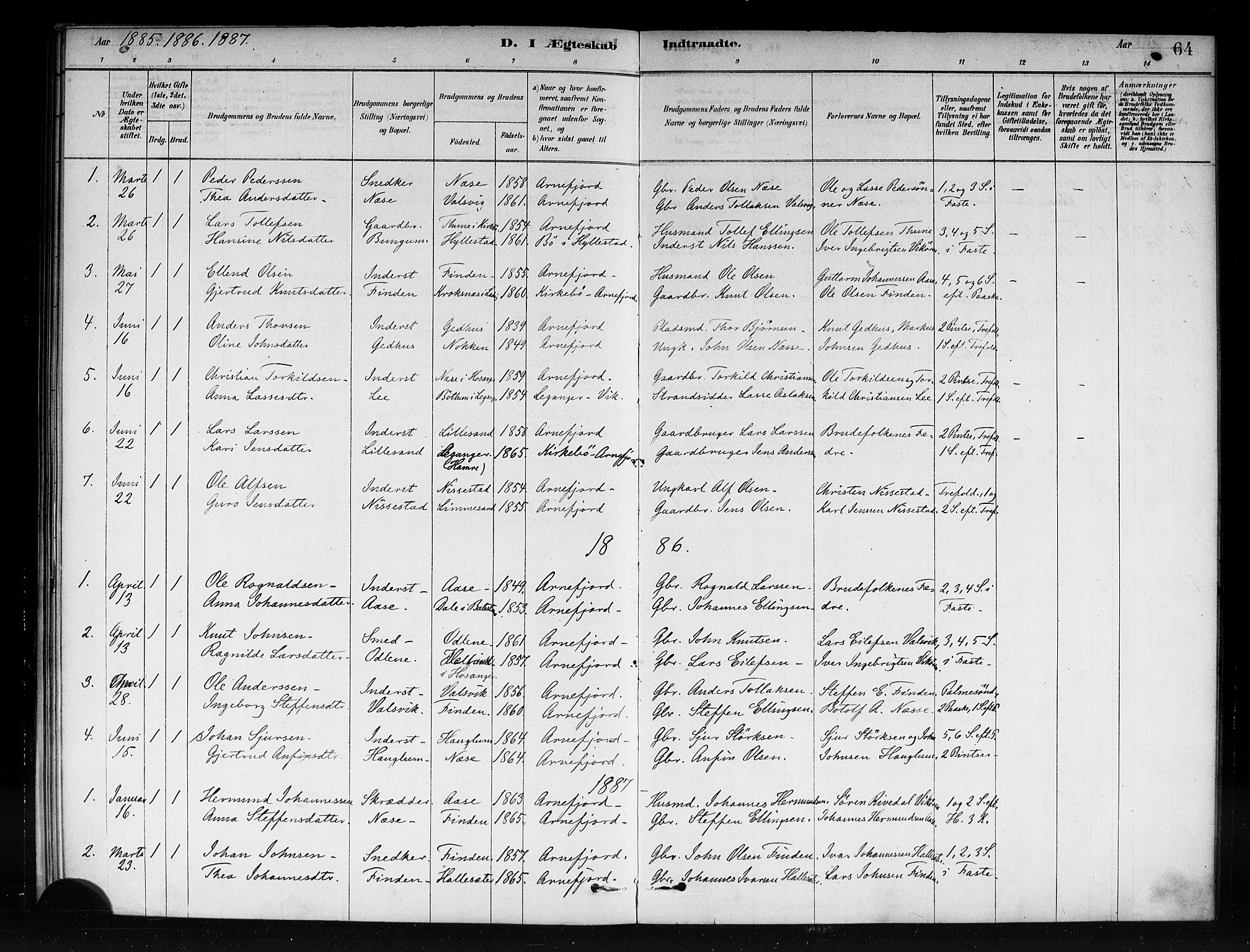 Vik sokneprestembete, AV/SAB-A-81501/H/Haa/Haac/L0001: Parish register (official) no. C 1, 1878-1890, p. 64