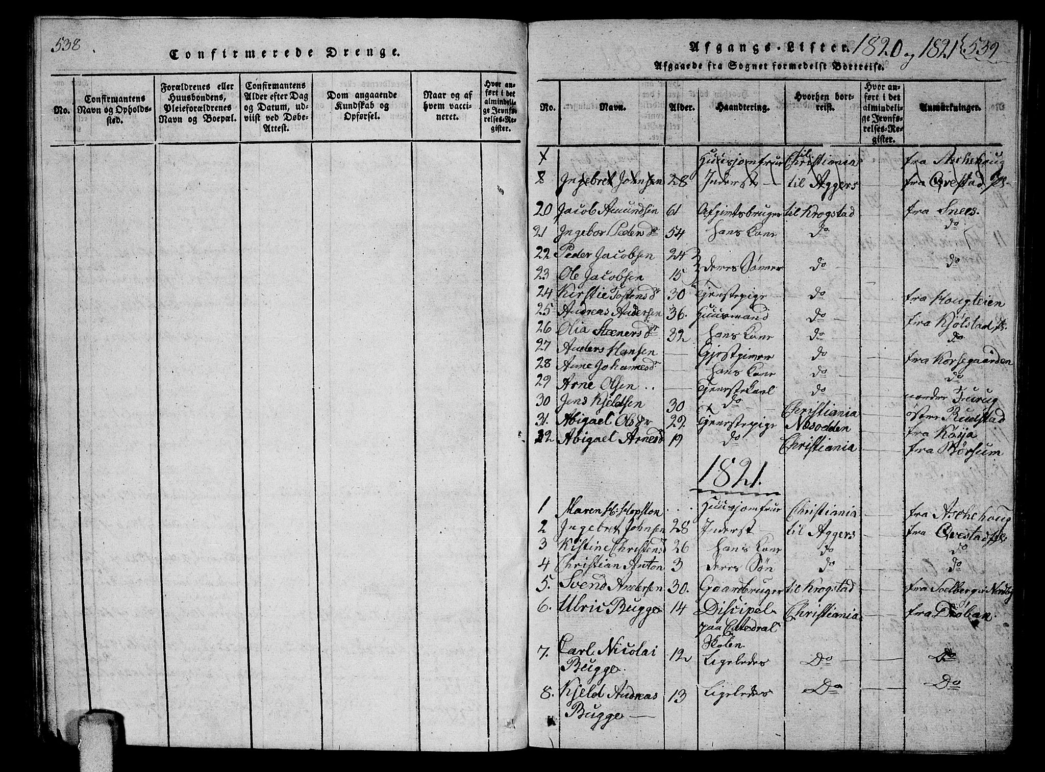 Ås prestekontor Kirkebøker, SAO/A-10894/G/Ga/L0002: Parish register (copy) no. I 2, 1820-1836, p. 538-539