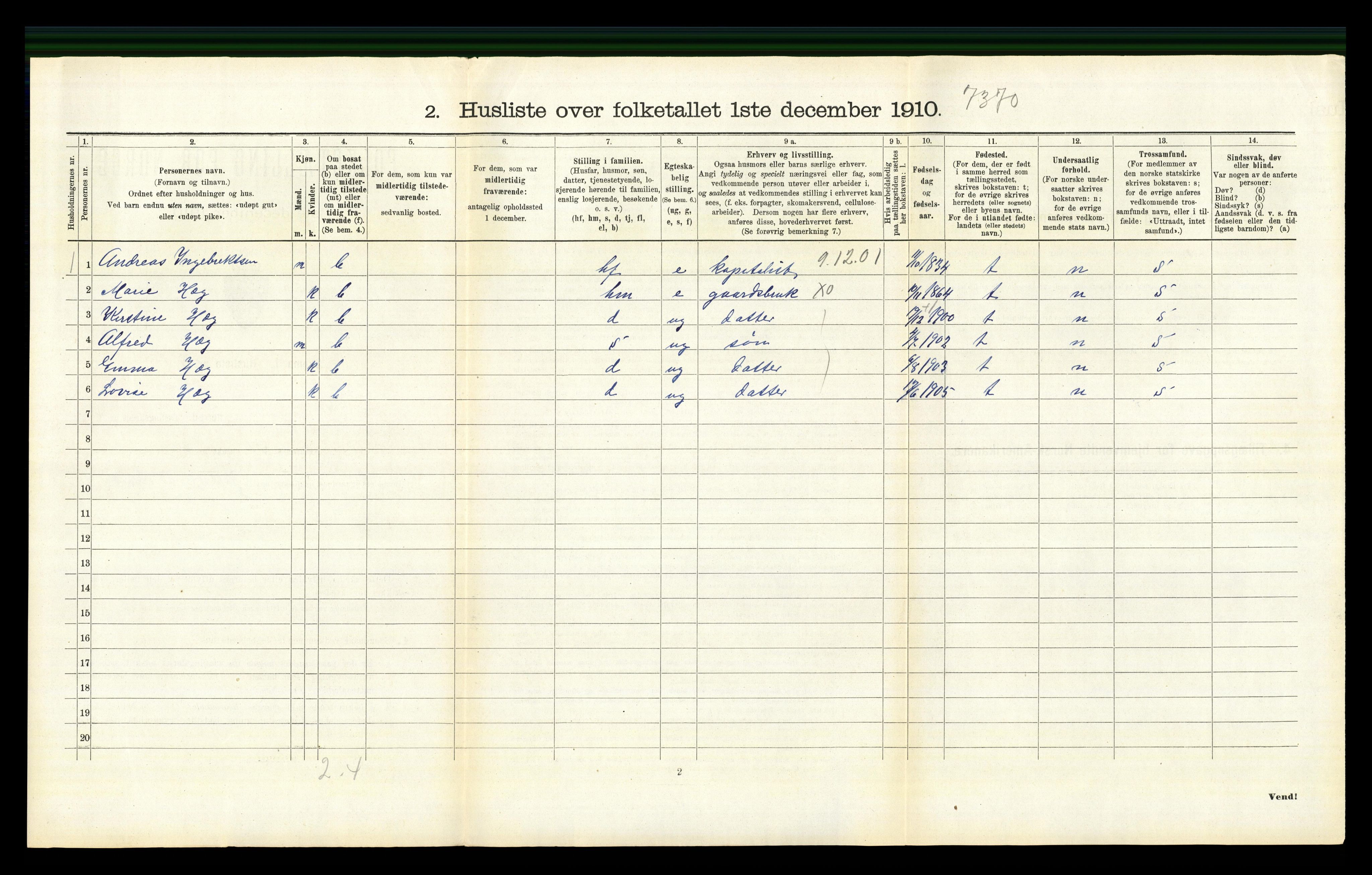 RA, 1910 census for Modum, 1910, p. 2715