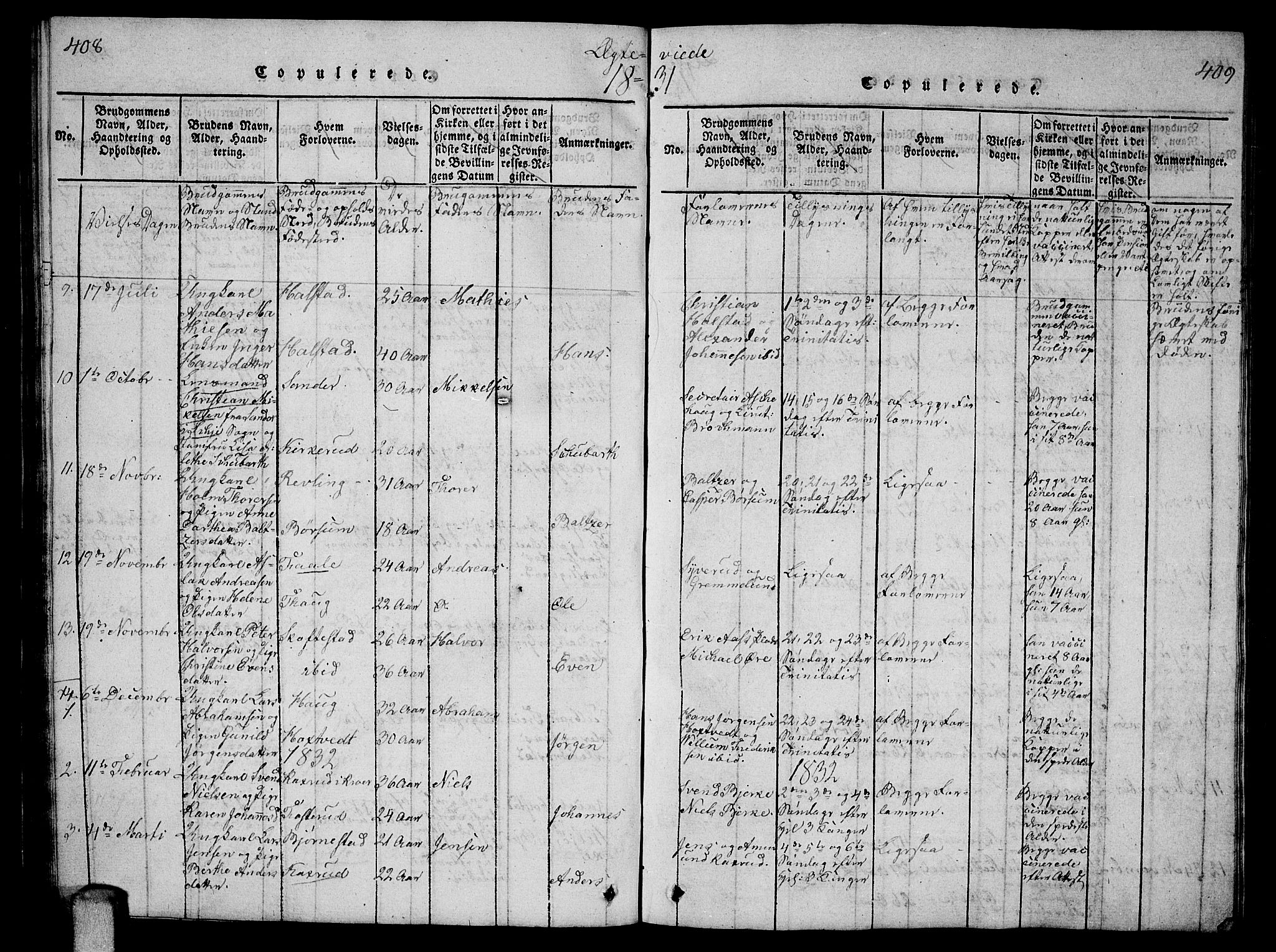 Ås prestekontor Kirkebøker, SAO/A-10894/G/Ga/L0002: Parish register (copy) no. I 2, 1820-1836, p. 408-409