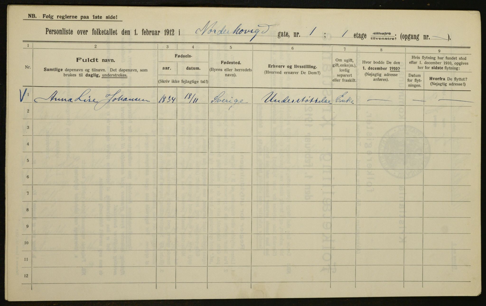 OBA, Municipal Census 1912 for Kristiania, 1912, p. 73066