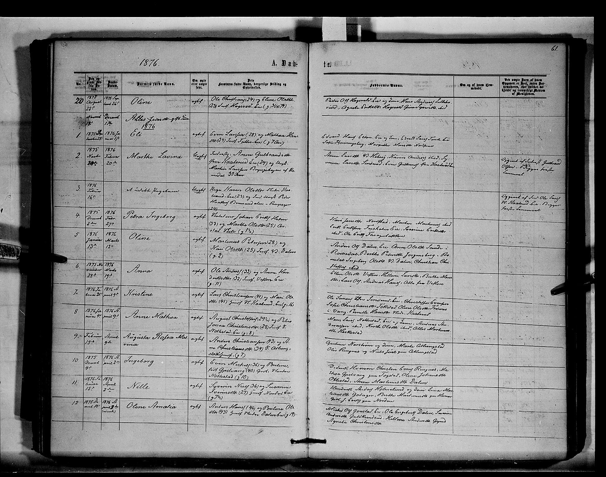 Stange prestekontor, AV/SAH-PREST-002/K/L0015: Parish register (official) no. 15, 1862-1879, p. 61