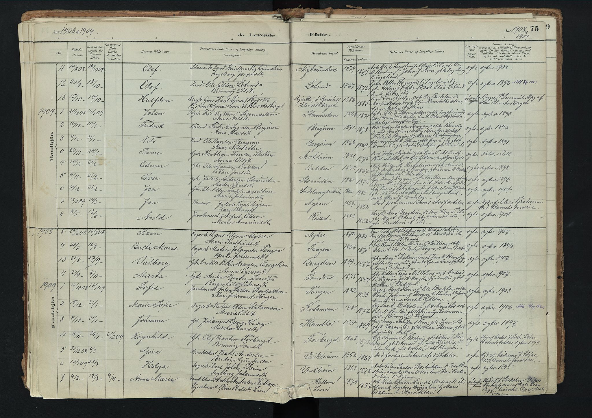 Nord-Fron prestekontor, SAH/PREST-080/H/Ha/Haa/L0003: Parish register (official) no. 3, 1884-1914, p. 75