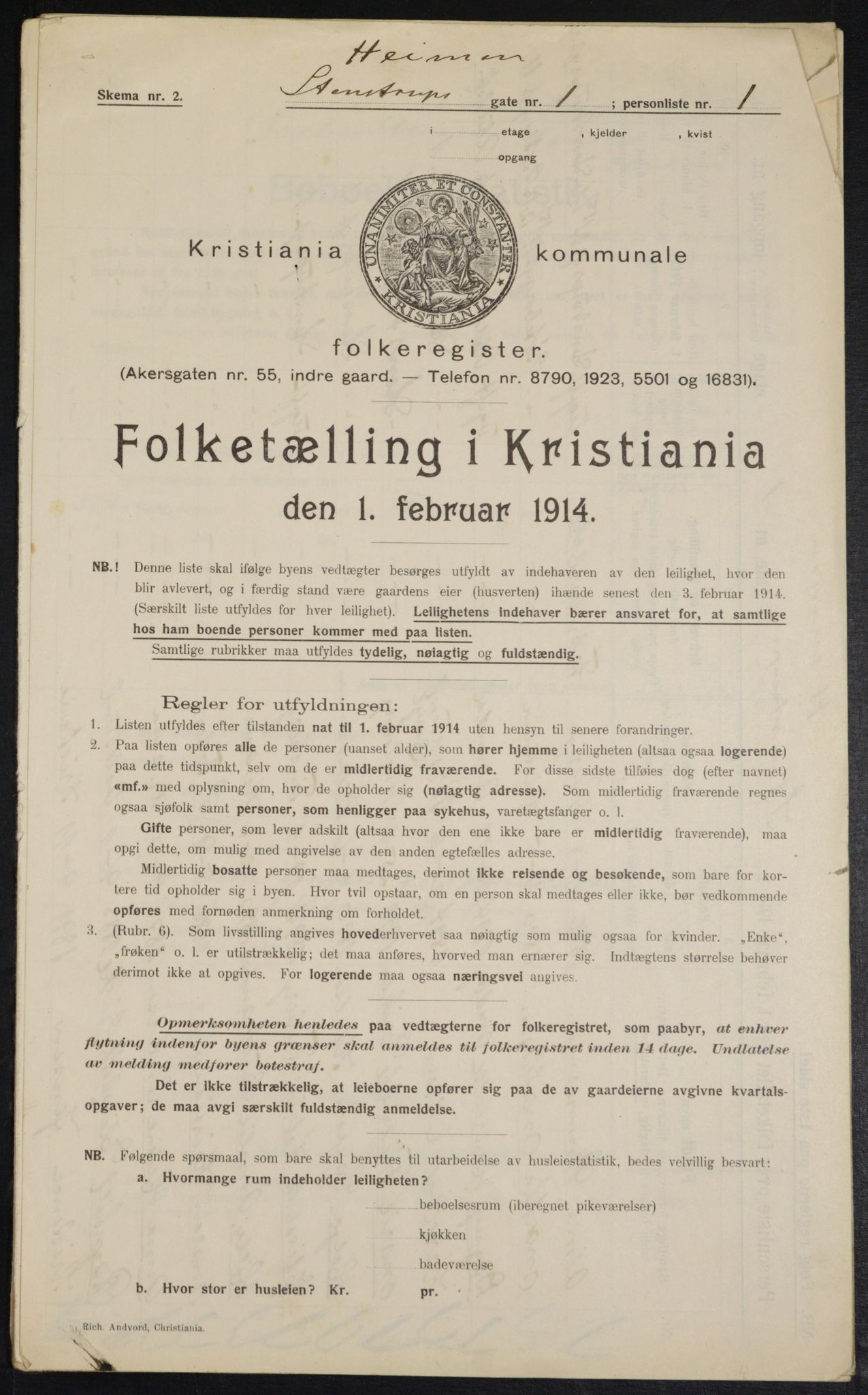 OBA, Municipal Census 1914 for Kristiania, 1914, p. 100808