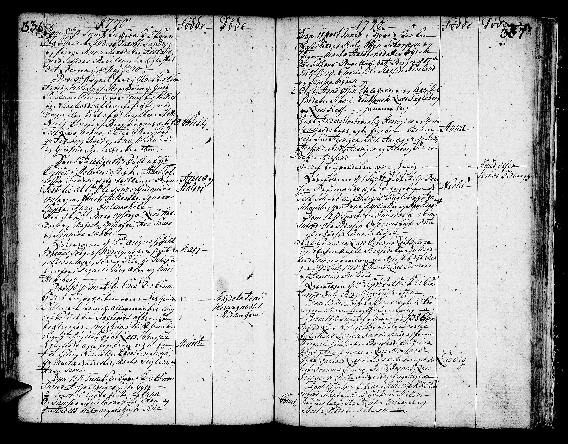 Kvinnherad sokneprestembete, SAB/A-76401/H/Haa: Parish register (official) no. A 3, 1754-1777, p. 336-337