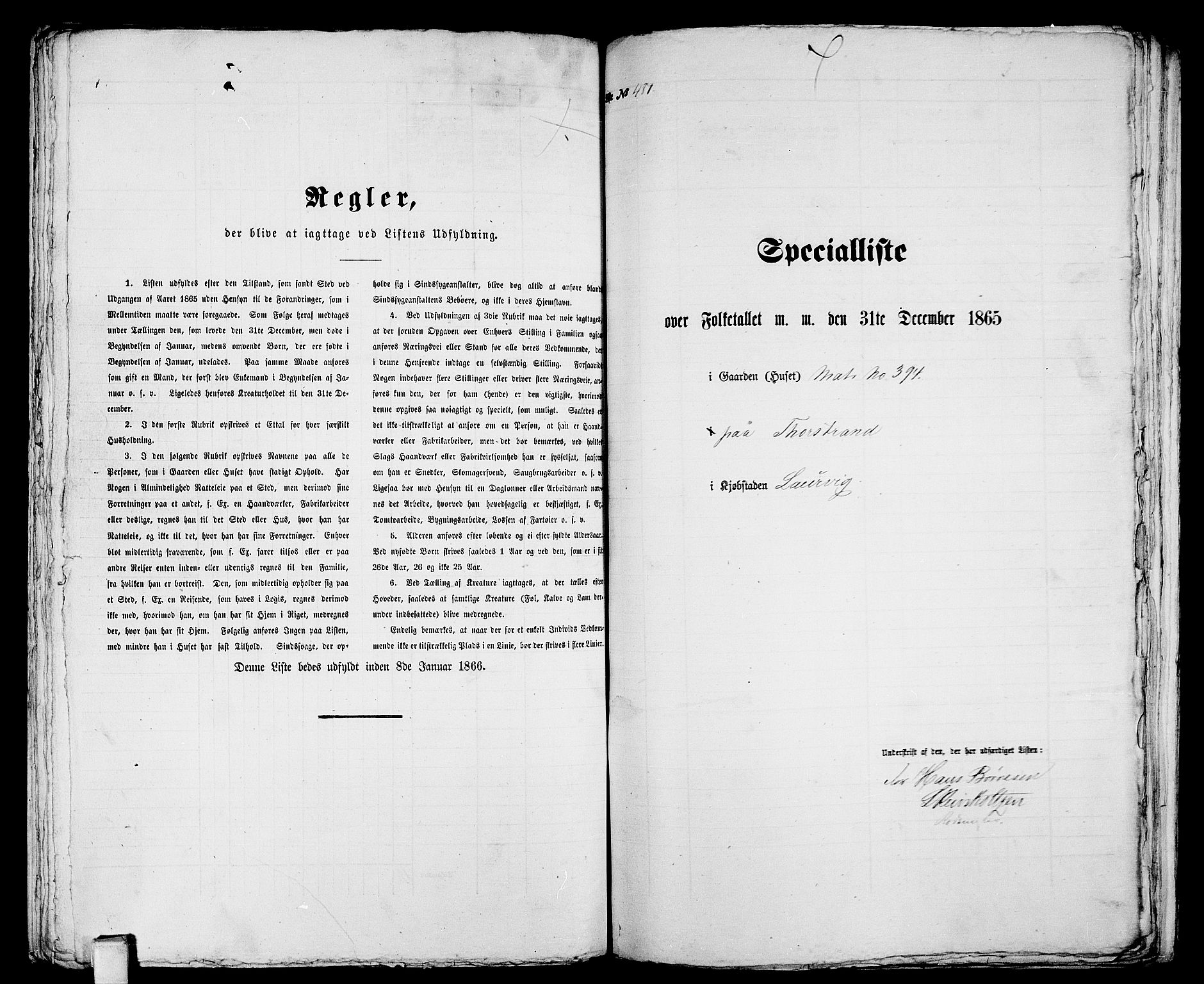 RA, 1865 census for Larvik, 1865, p. 986