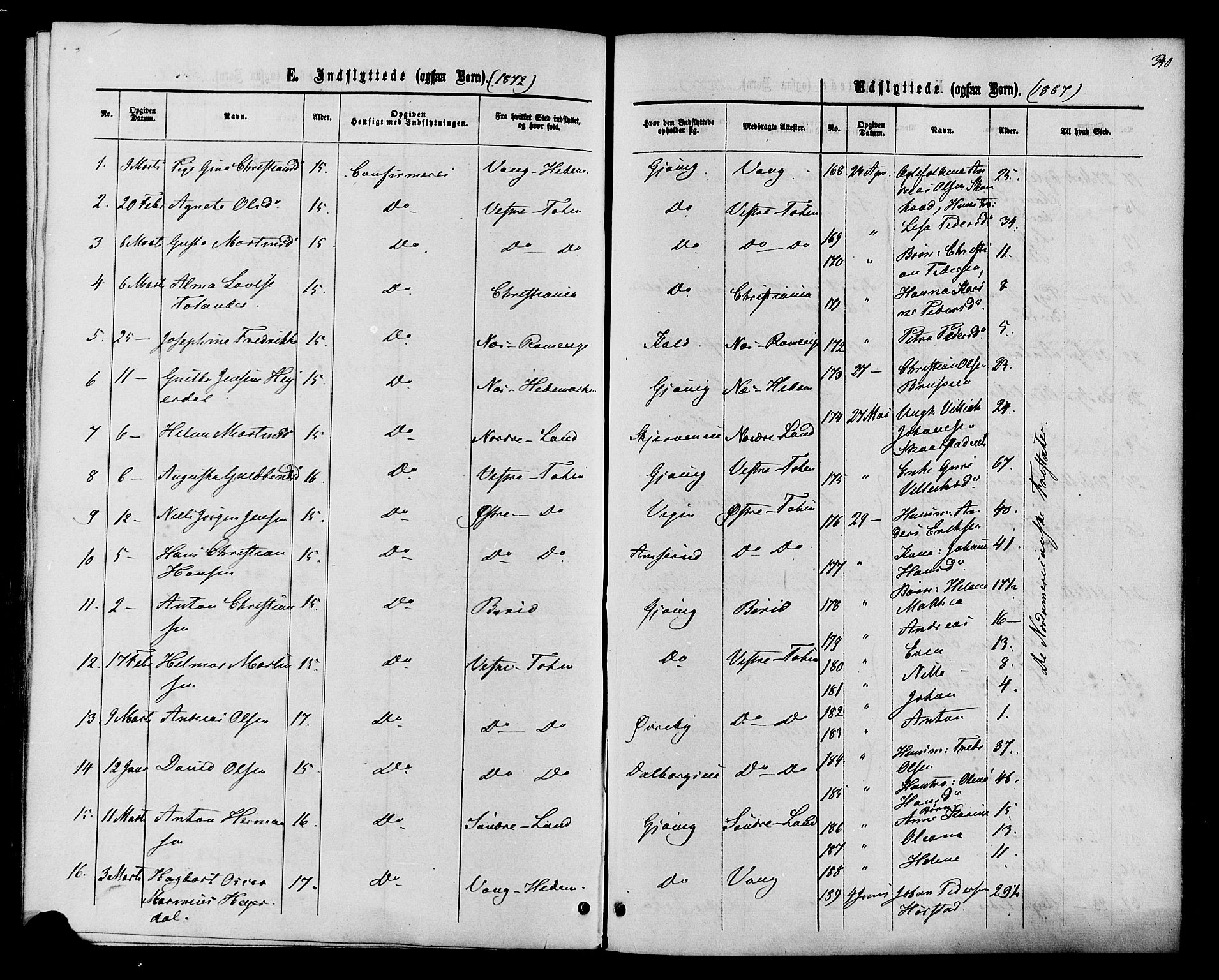 Vardal prestekontor, SAH/PREST-100/H/Ha/Haa/L0007: Parish register (official) no. 7, 1867-1878, p. 340