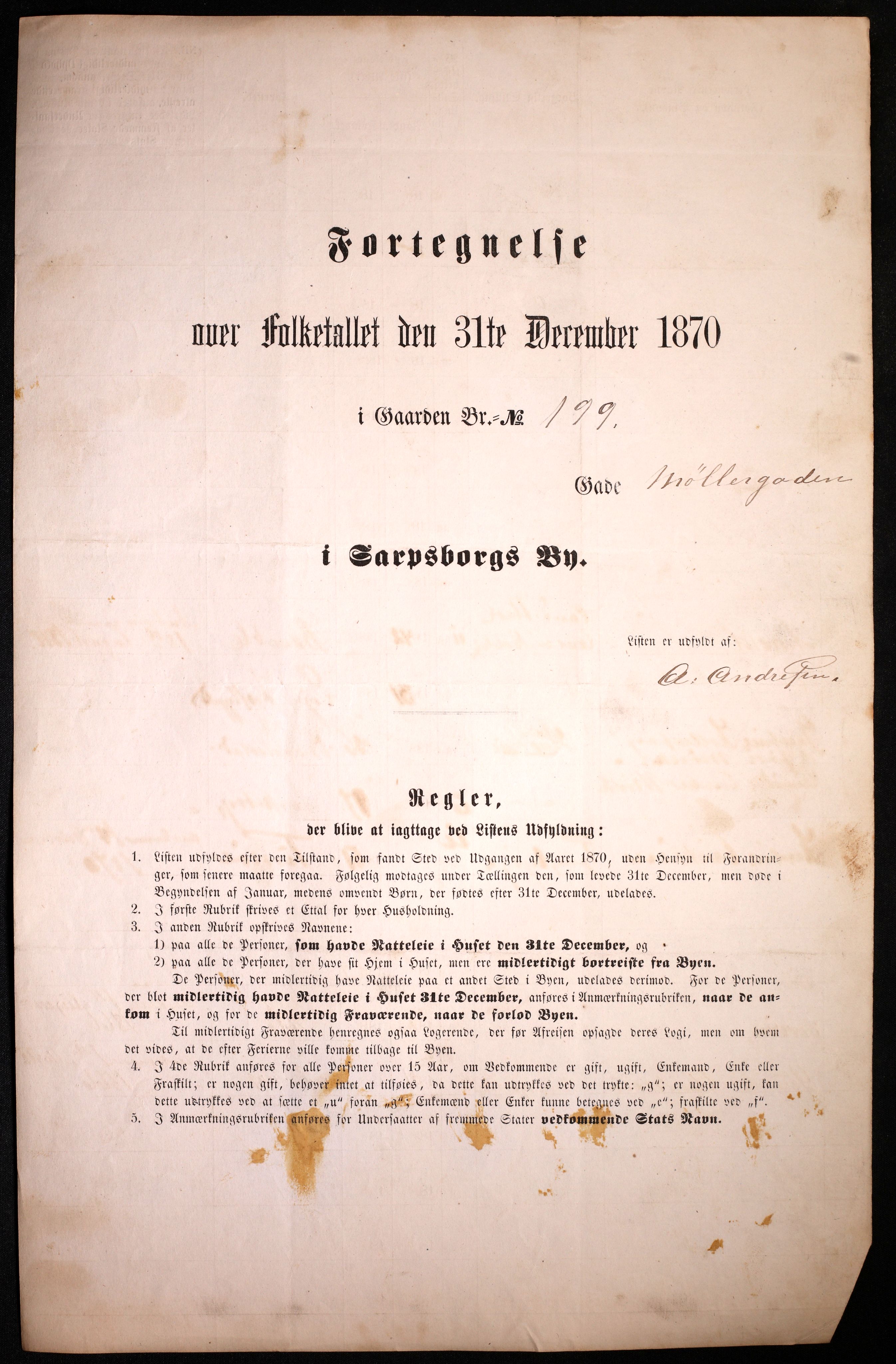 RA, 1870 census for 0102 Sarpsborg, 1870, p. 45