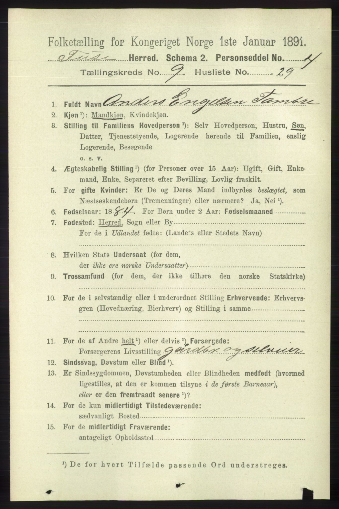 RA, 1891 census for 1241 Fusa, 1891, p. 1880