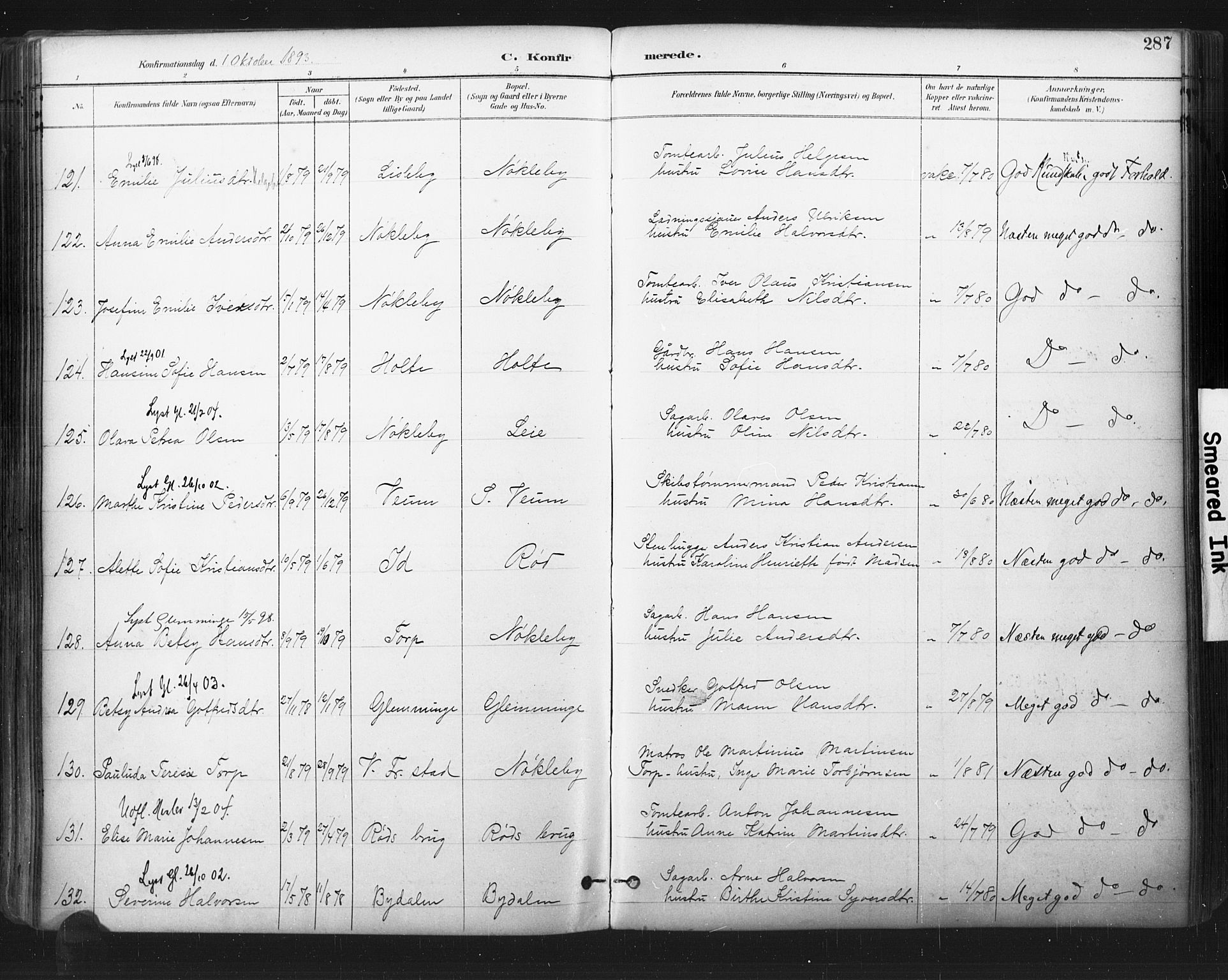 Glemmen prestekontor Kirkebøker, SAO/A-10908/F/Fa/L0013: Parish register (official) no. 13, 1892-1907, p. 287
