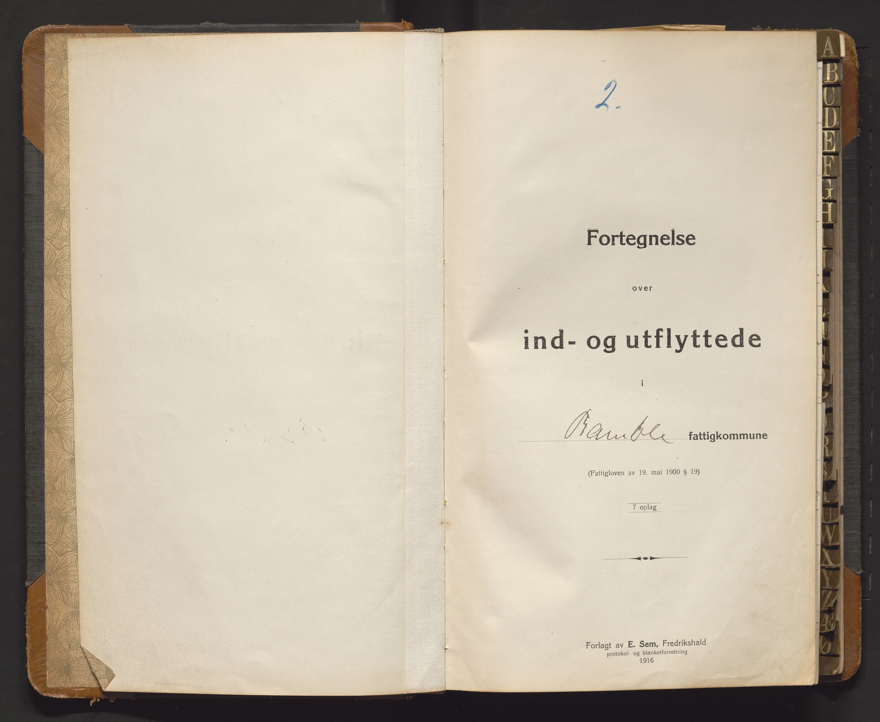 Bamble lensmannskontor, SAKO/A-552/O/Oa/L0002: Protokoll over inn- og utflyttede - Bamble, 1918-1933