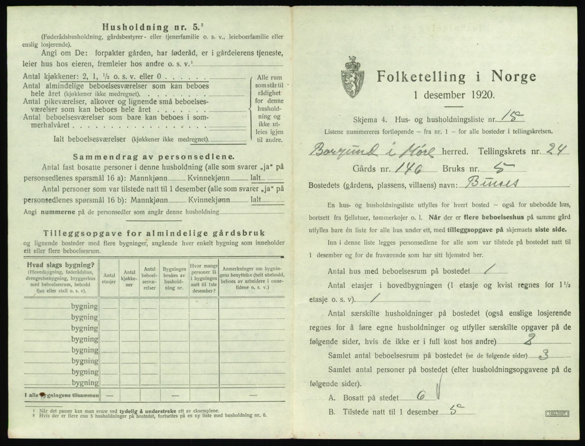 SAT, 1920 census for Borgund, 1920, p. 2012