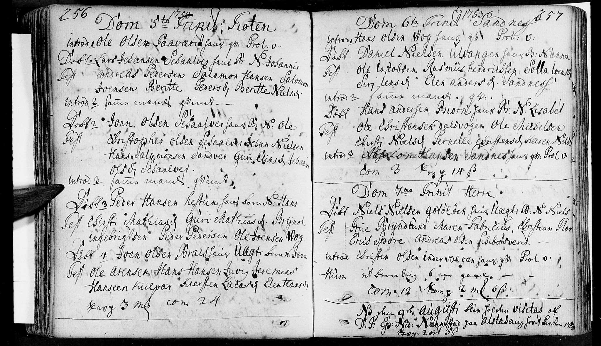 Ministerialprotokoller, klokkerbøker og fødselsregistre - Nordland, AV/SAT-A-1459/830/L0434: Parish register (official) no. 830A03, 1737-1767, p. 256-257