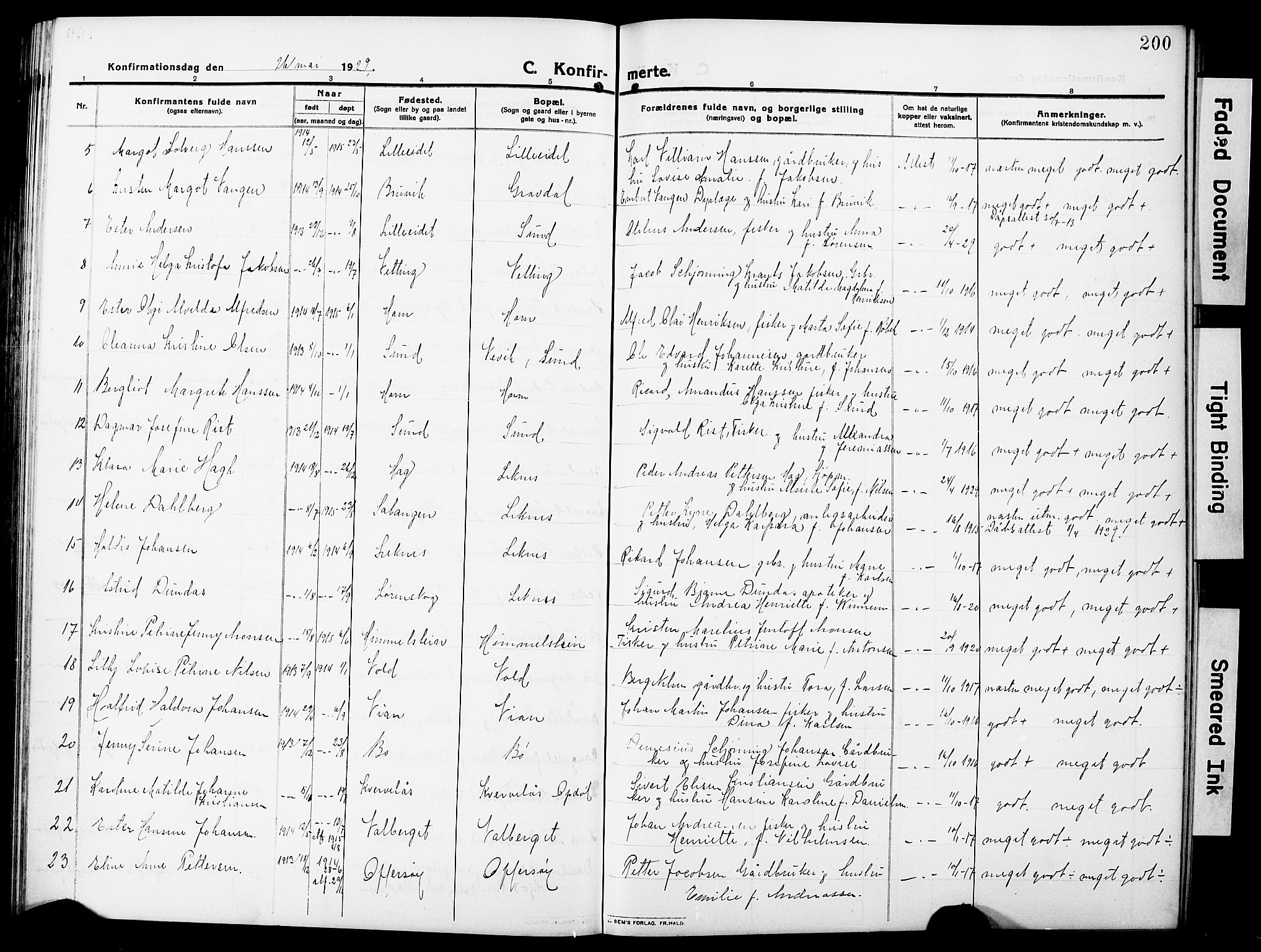 Ministerialprotokoller, klokkerbøker og fødselsregistre - Nordland, SAT/A-1459/881/L1169: Parish register (copy) no. 881C06, 1912-1930, p. 200