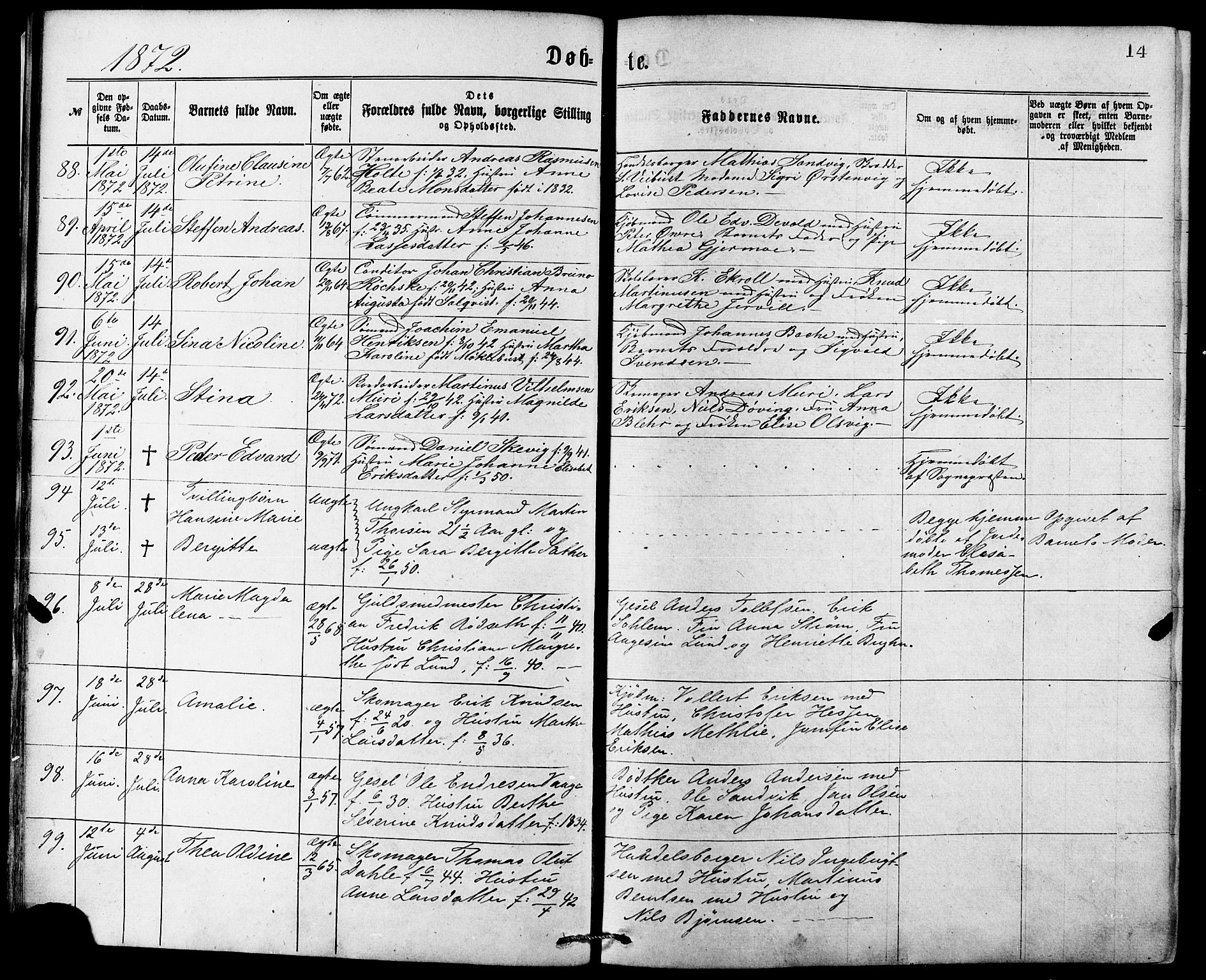 Ministerialprotokoller, klokkerbøker og fødselsregistre - Møre og Romsdal, SAT/A-1454/529/L0453: Parish register (official) no. 529A03, 1872-1877, p. 14