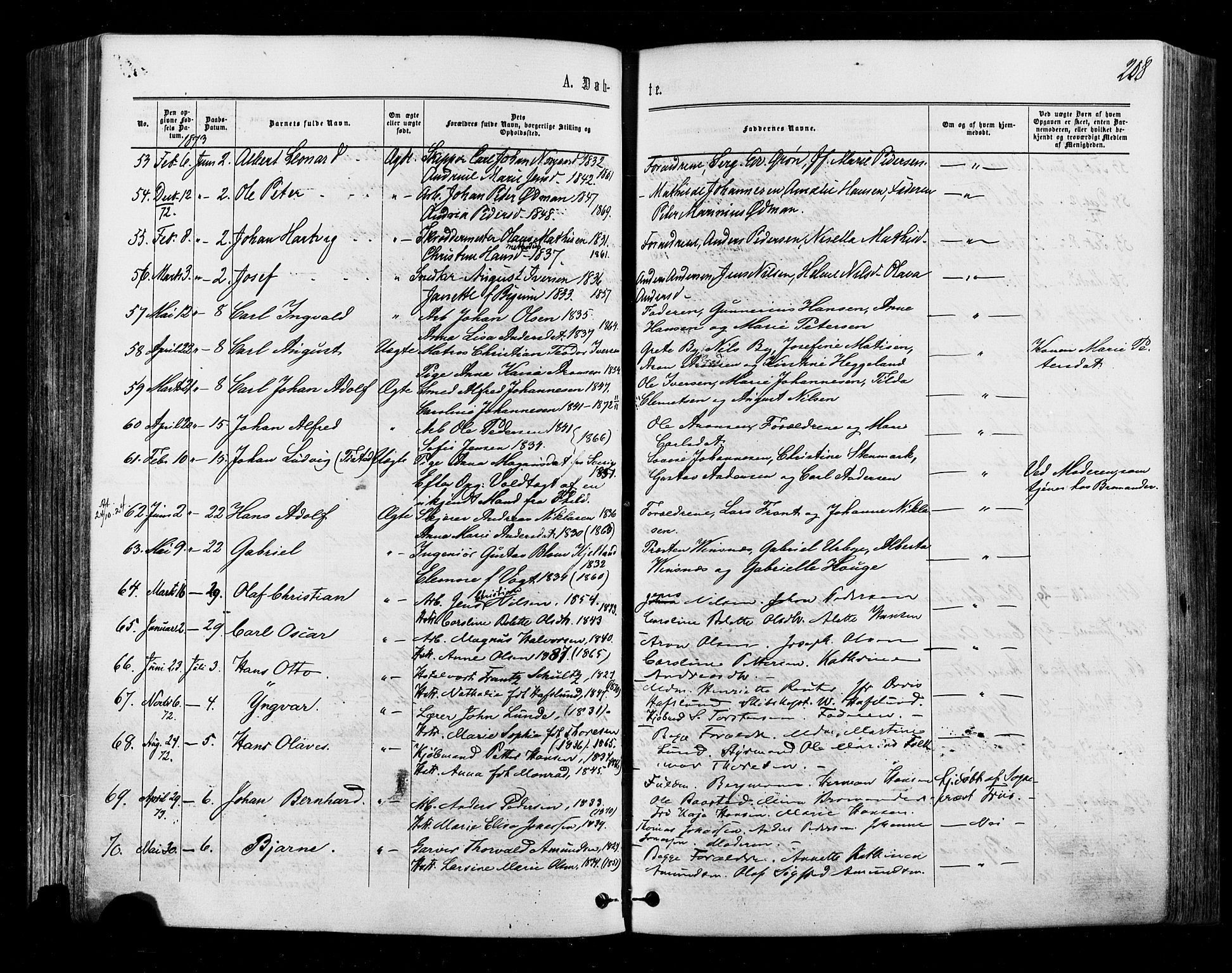 Halden prestekontor Kirkebøker, AV/SAO-A-10909/F/Fa/L0009: Parish register (official) no. I 9, 1866-1877, p. 208