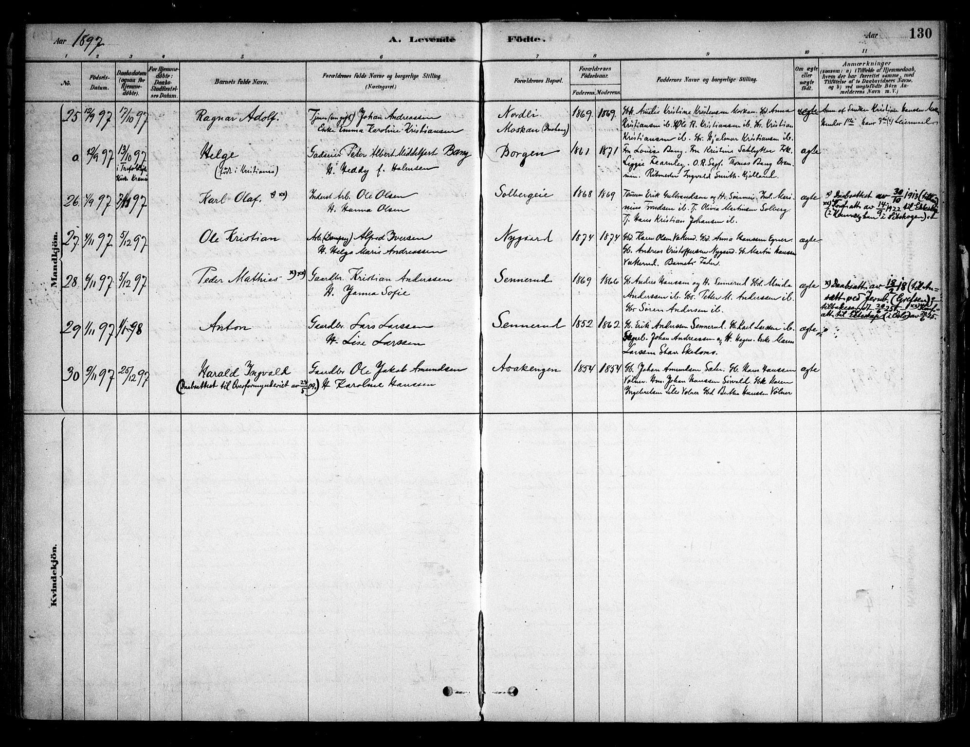 Sørum prestekontor Kirkebøker, AV/SAO-A-10303/F/Fa/L0007: Parish register (official) no. I 7, 1878-1914, p. 130