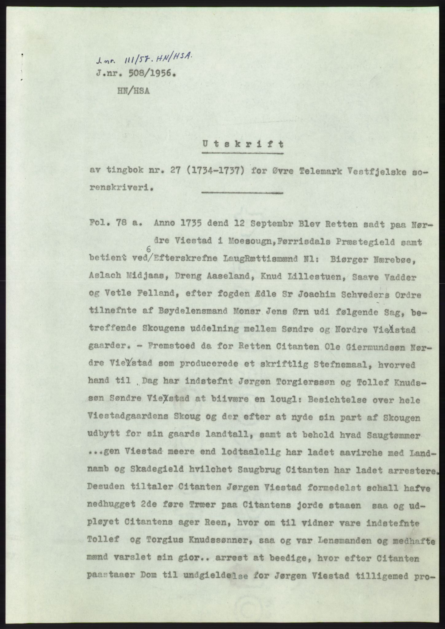 Statsarkivet i Kongsberg, AV/SAKO-A-0001/E/Ee/L0006: Avskrifter, SAO jnr. 401/1956 - 791/1956, 1956, p. 110