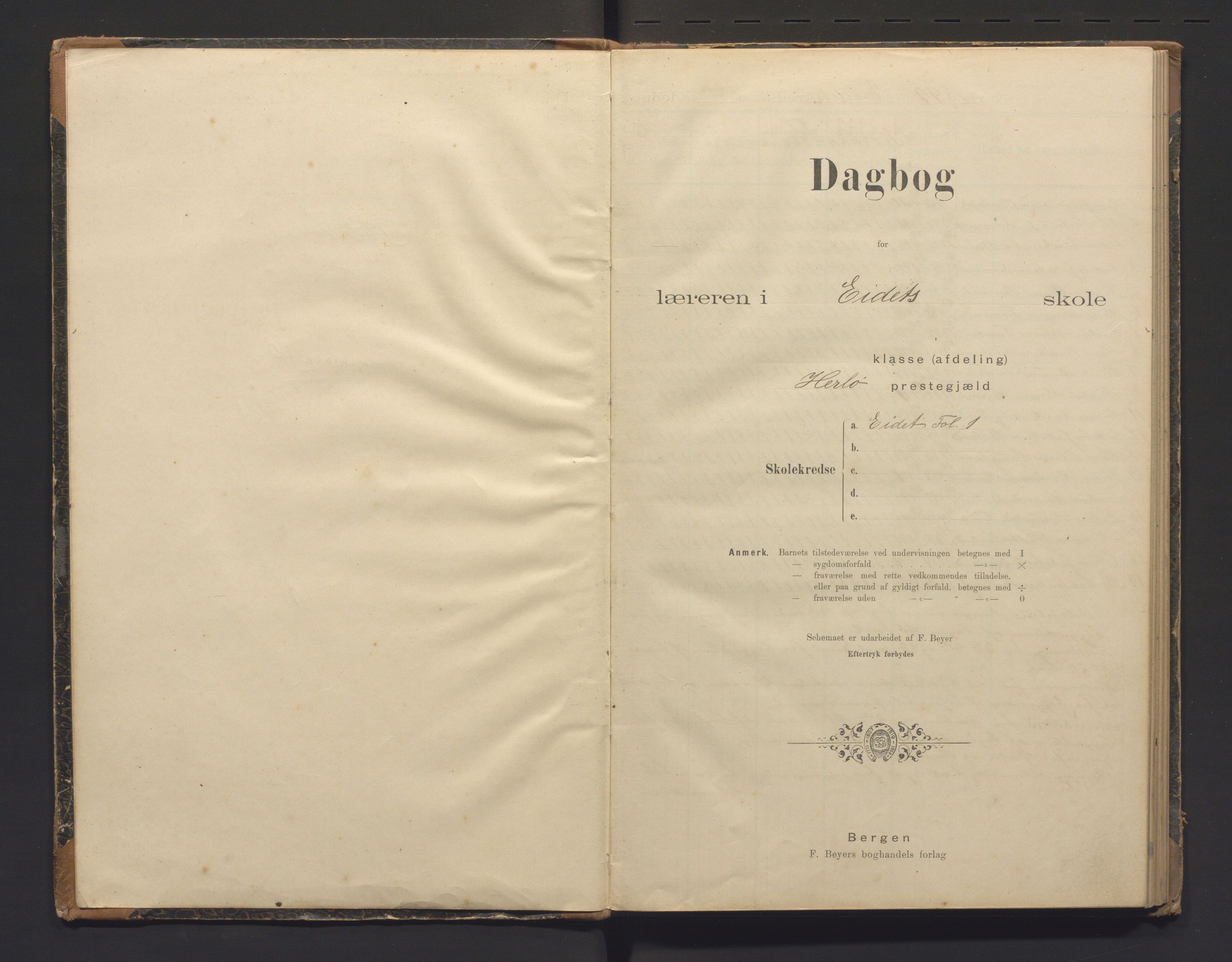 Herdla kommune. Barneskulane, IKAH/1258-231/G/Ga/L0002: Dagbok for Eidet og Tæet skular, 1899-1914