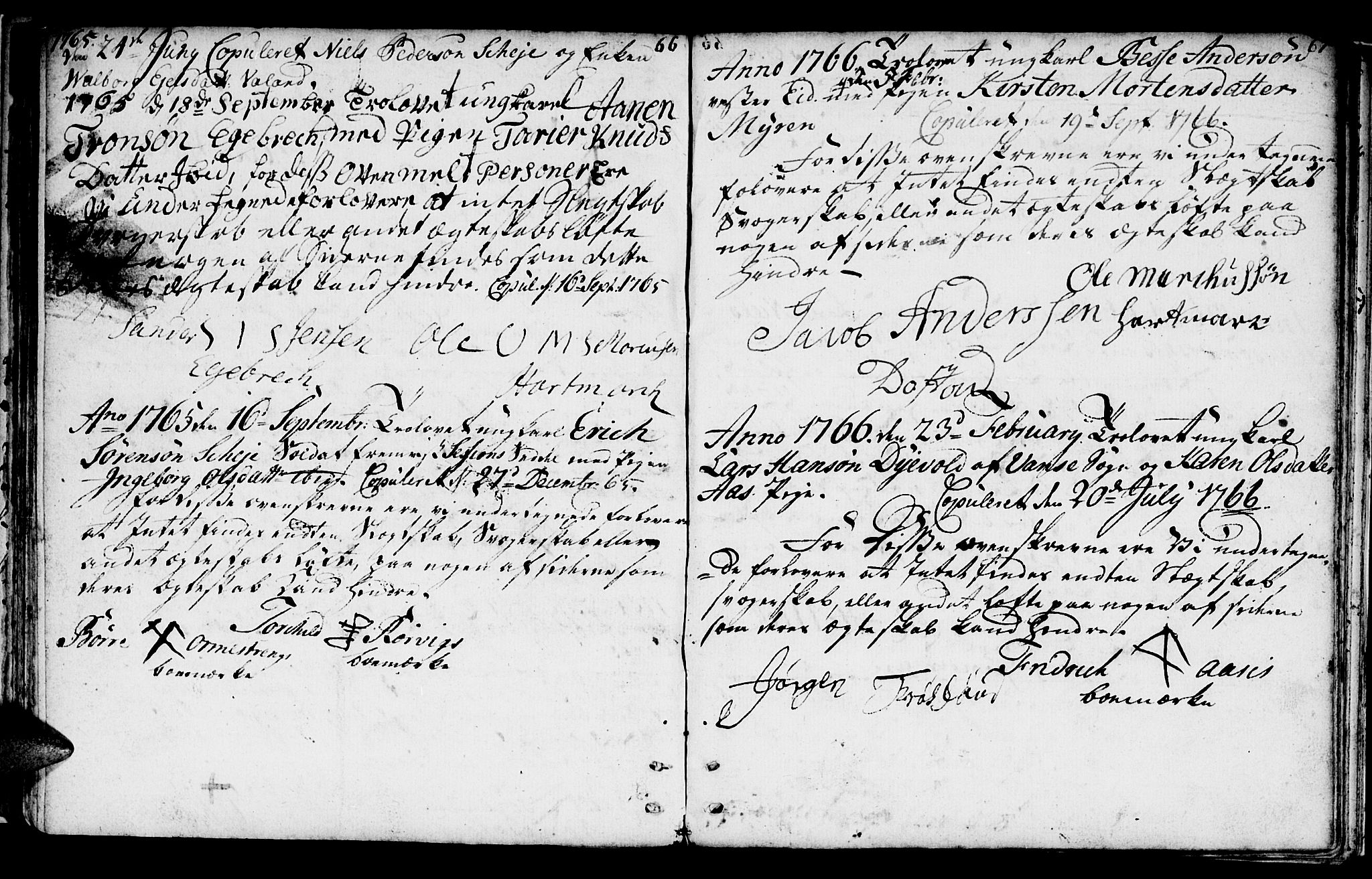 Mandal sokneprestkontor, SAK/1111-0030/F/Fa/Fab/L0002: Parish register (official) no. A 2, 1753-1801, p. 66-67