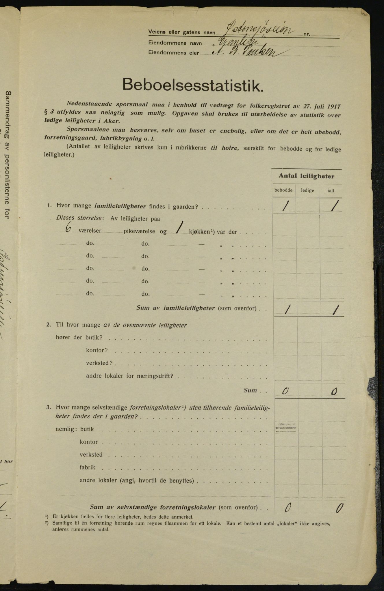 OBA, Municipal Census 1917 for Aker, 1917, p. 25681