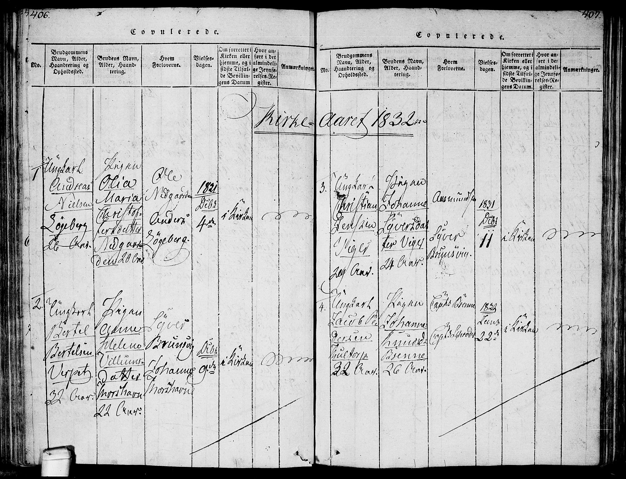 Hvaler prestekontor Kirkebøker, SAO/A-2001/F/Fa/L0005: Parish register (official) no. I 5, 1816-1845, p. 406-407
