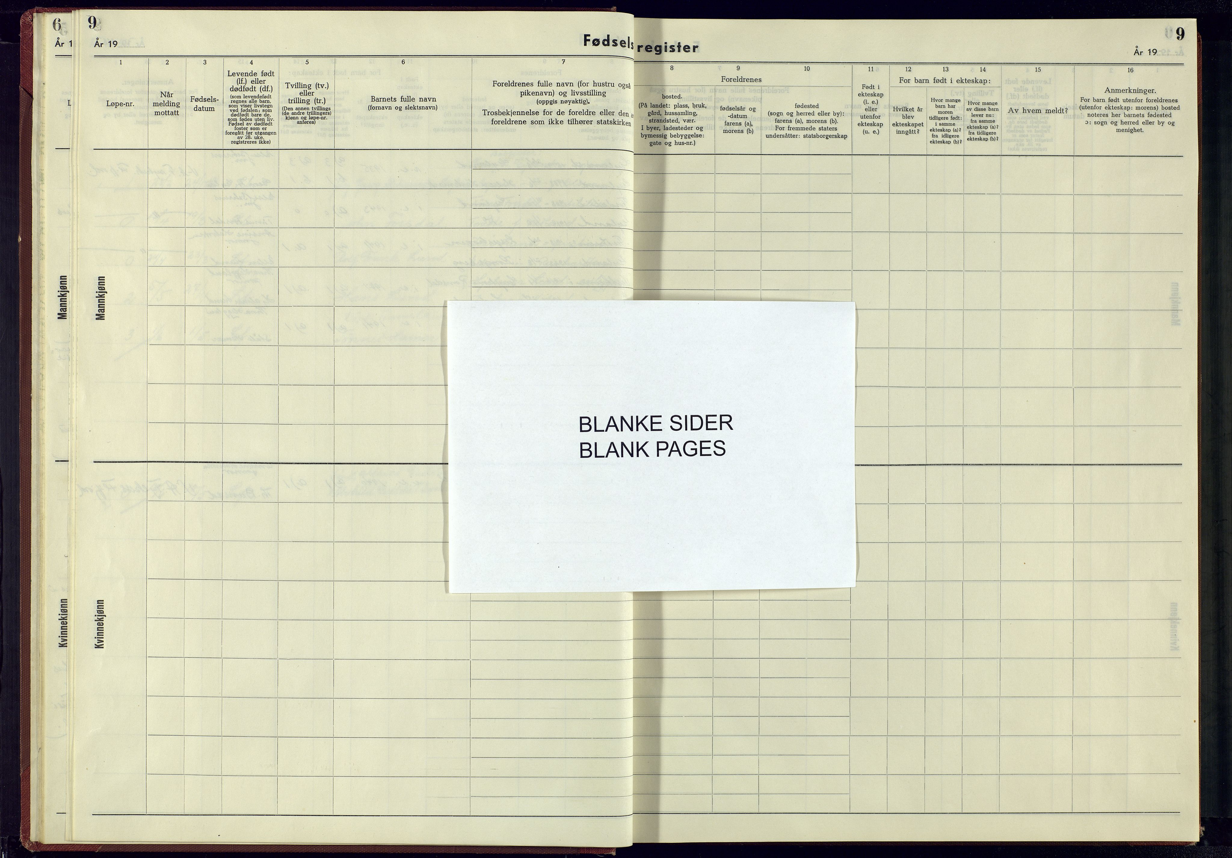 Bakke sokneprestkontor, AV/SAK-1111-0002/J/Jb/L0001: Birth register no. A-VI-12, 1942-1945, p. 9