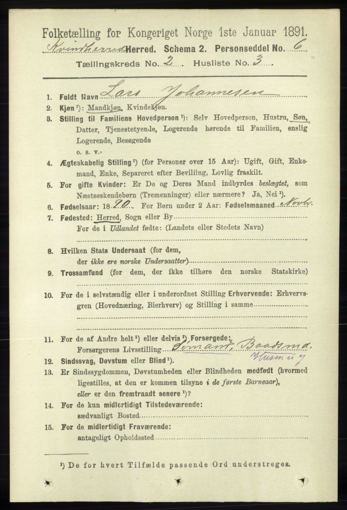 RA, 1891 census for 1224 Kvinnherad, 1891, p. 641