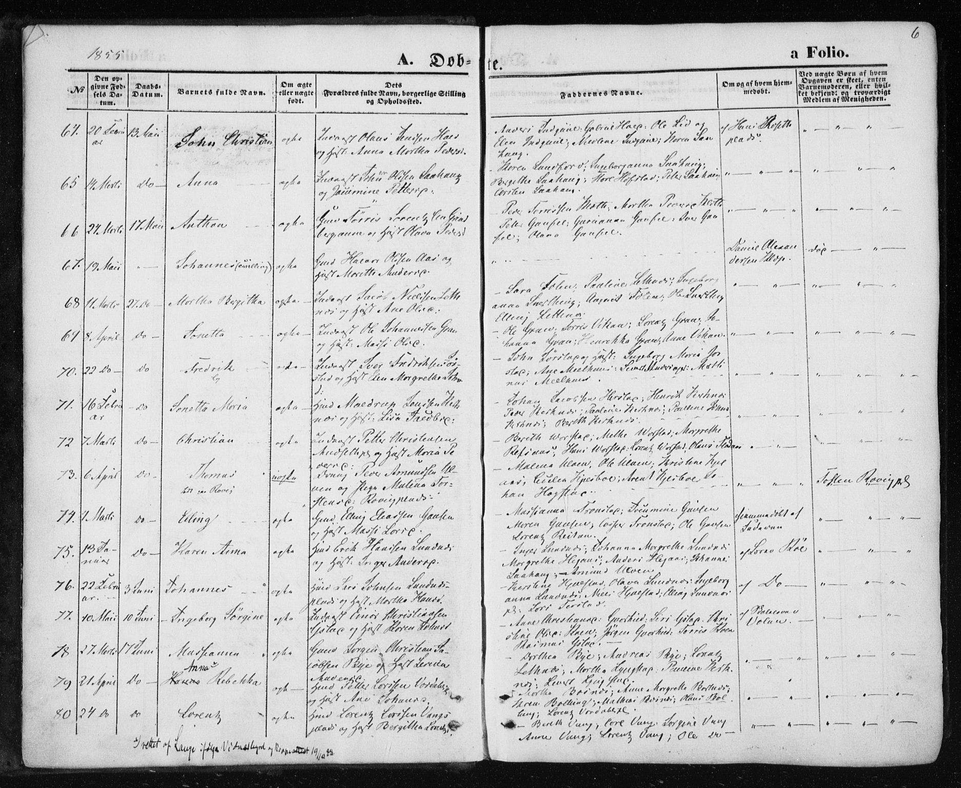 Ministerialprotokoller, klokkerbøker og fødselsregistre - Nord-Trøndelag, AV/SAT-A-1458/730/L0283: Parish register (official) no. 730A08, 1855-1865, p. 6