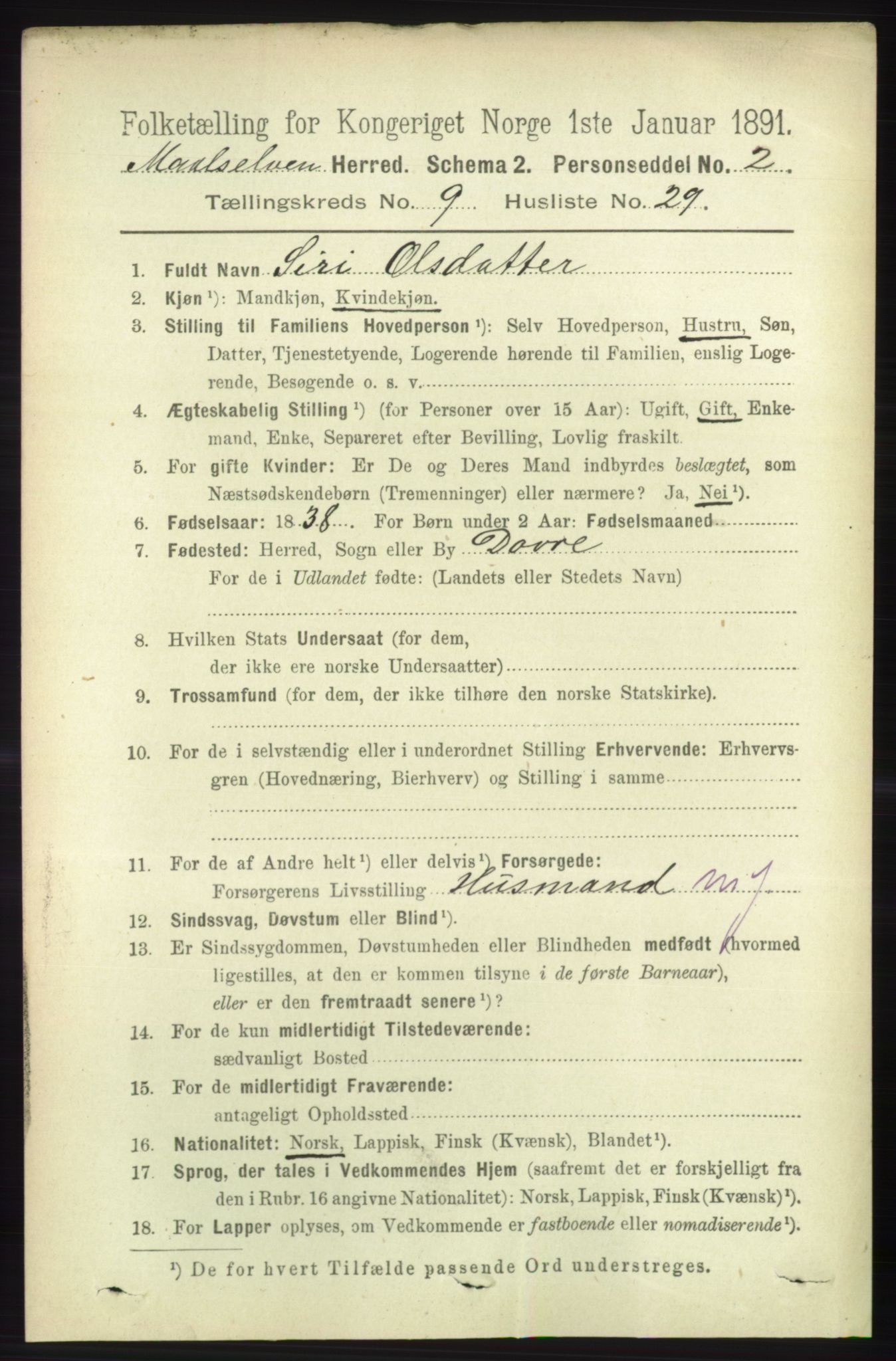 RA, 1891 census for 1924 Målselv, 1891, p. 2946