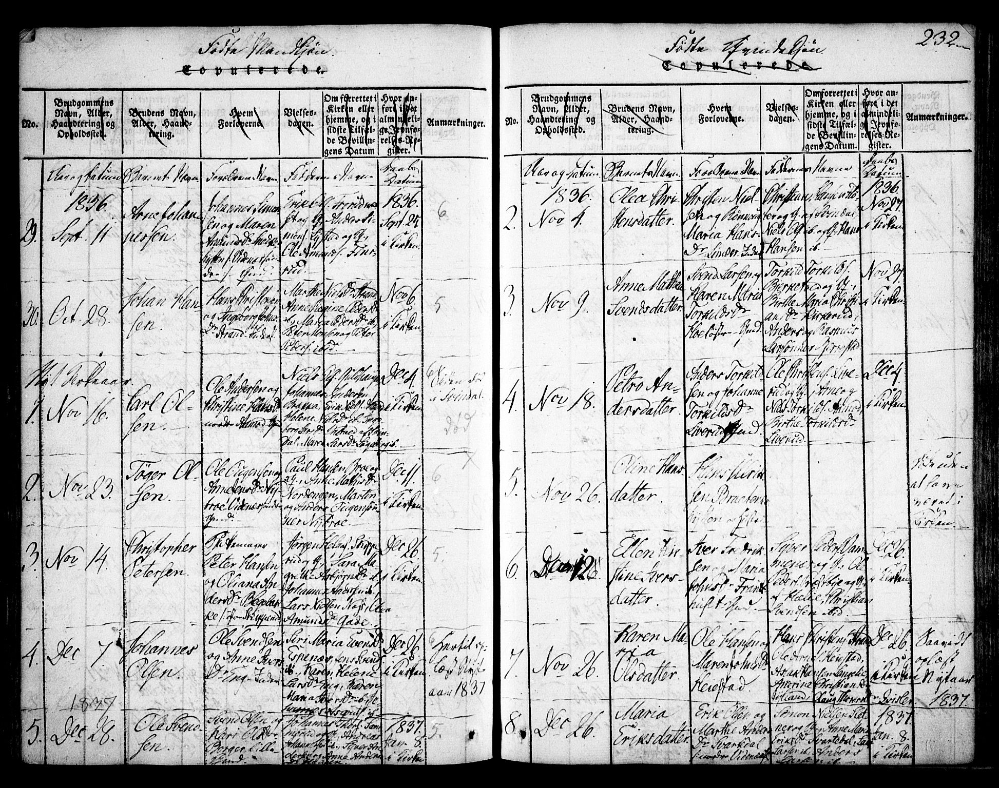 Skiptvet prestekontor Kirkebøker, AV/SAO-A-20009/F/Fa/L0005: Parish register (official) no. 5, 1814-1838, p. 232