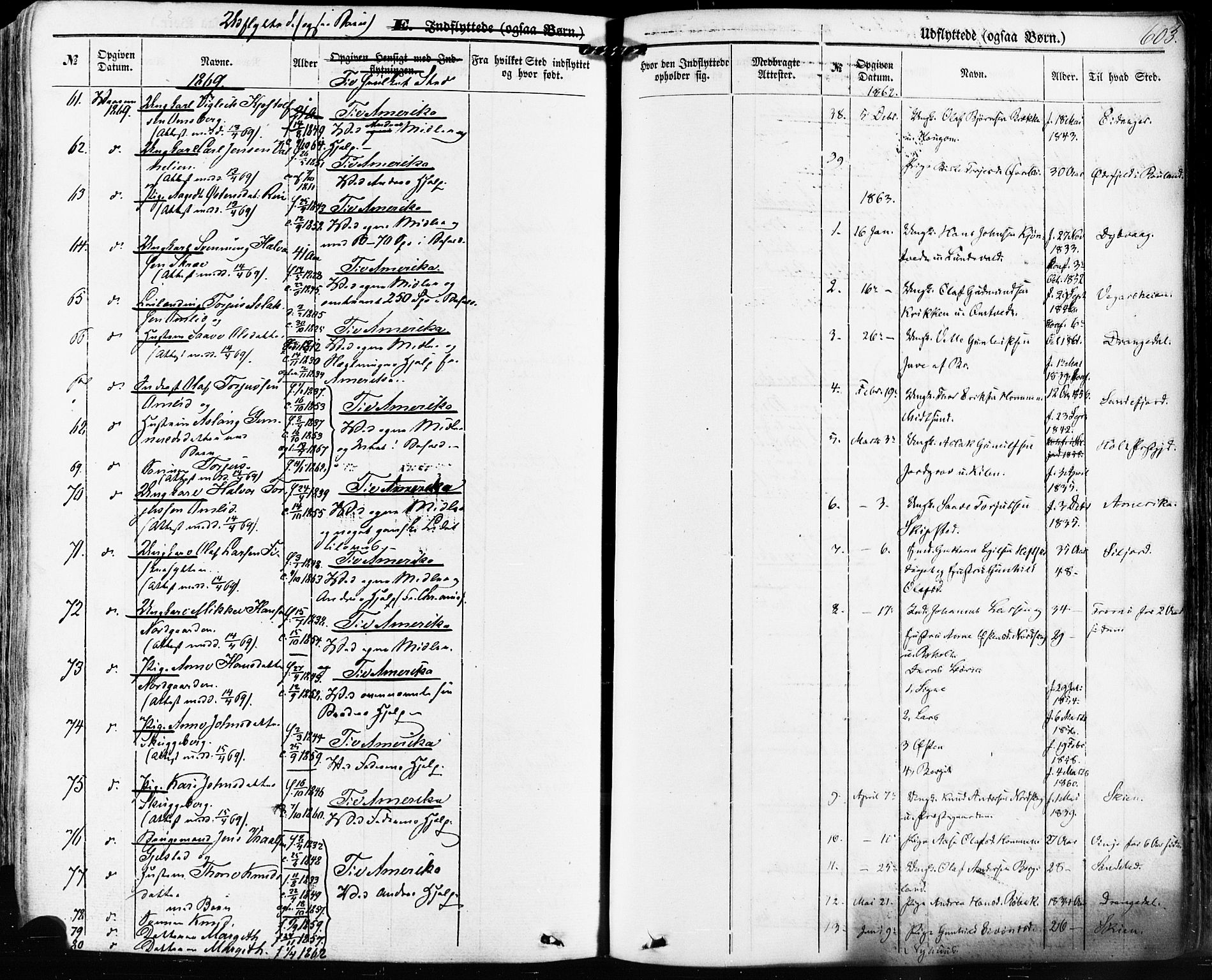 Kviteseid kirkebøker, SAKO/A-276/F/Fa/L0007: Parish register (official) no. I 7, 1859-1881, p. 603