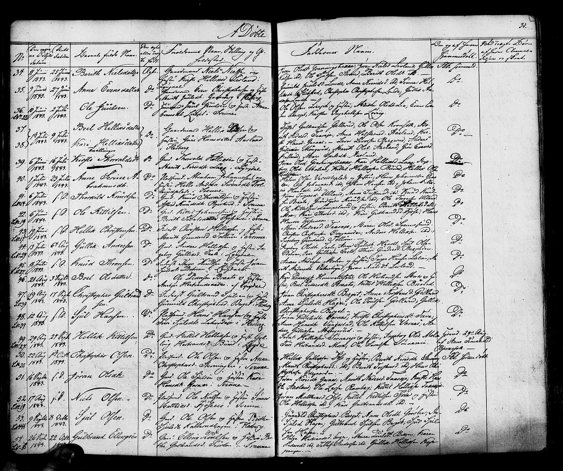 Flesberg kirkebøker, AV/SAKO-A-18/F/Fa/L0006: Parish register (official) no. I 6, 1834-1860, p. 35