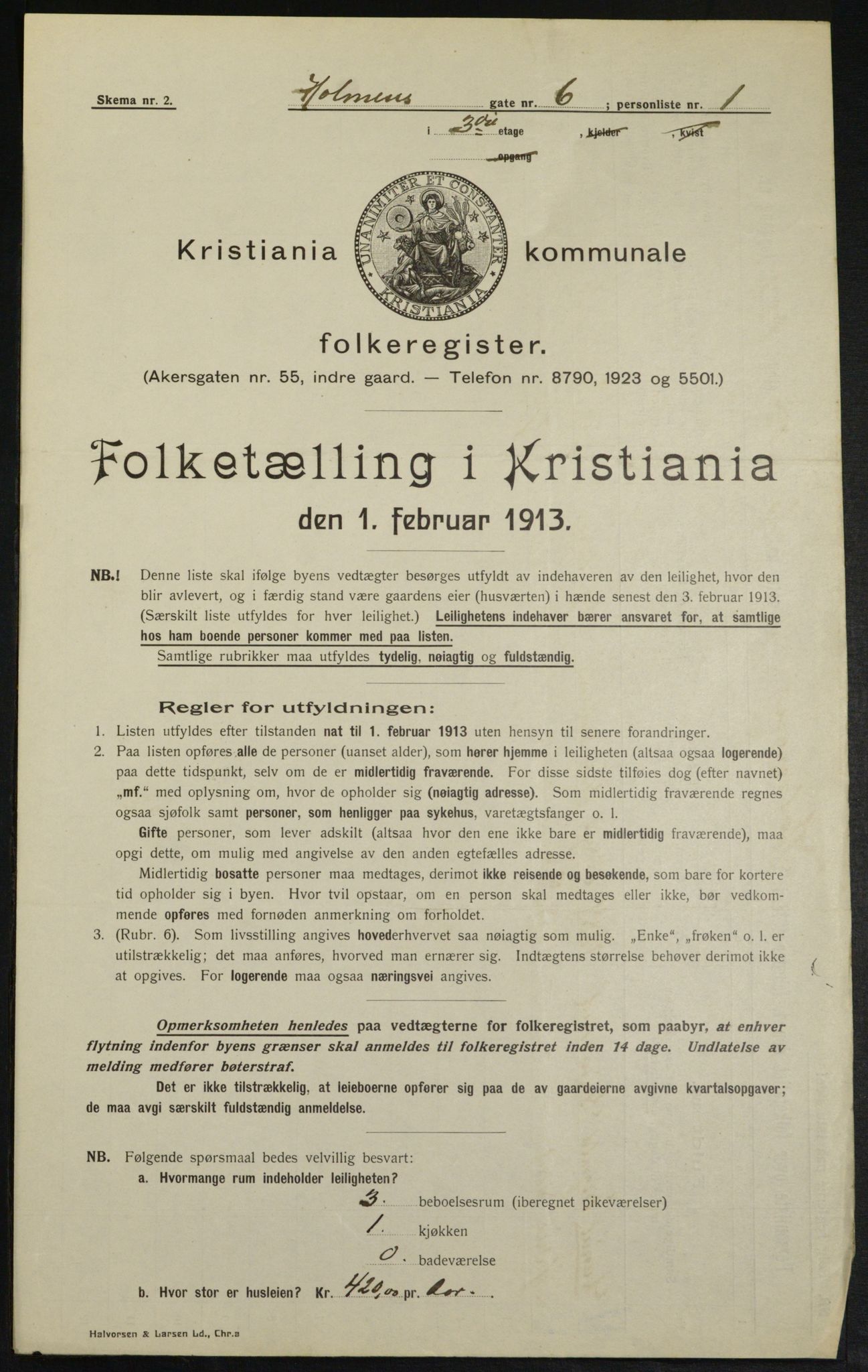 OBA, Municipal Census 1913 for Kristiania, 1913, p. 40694