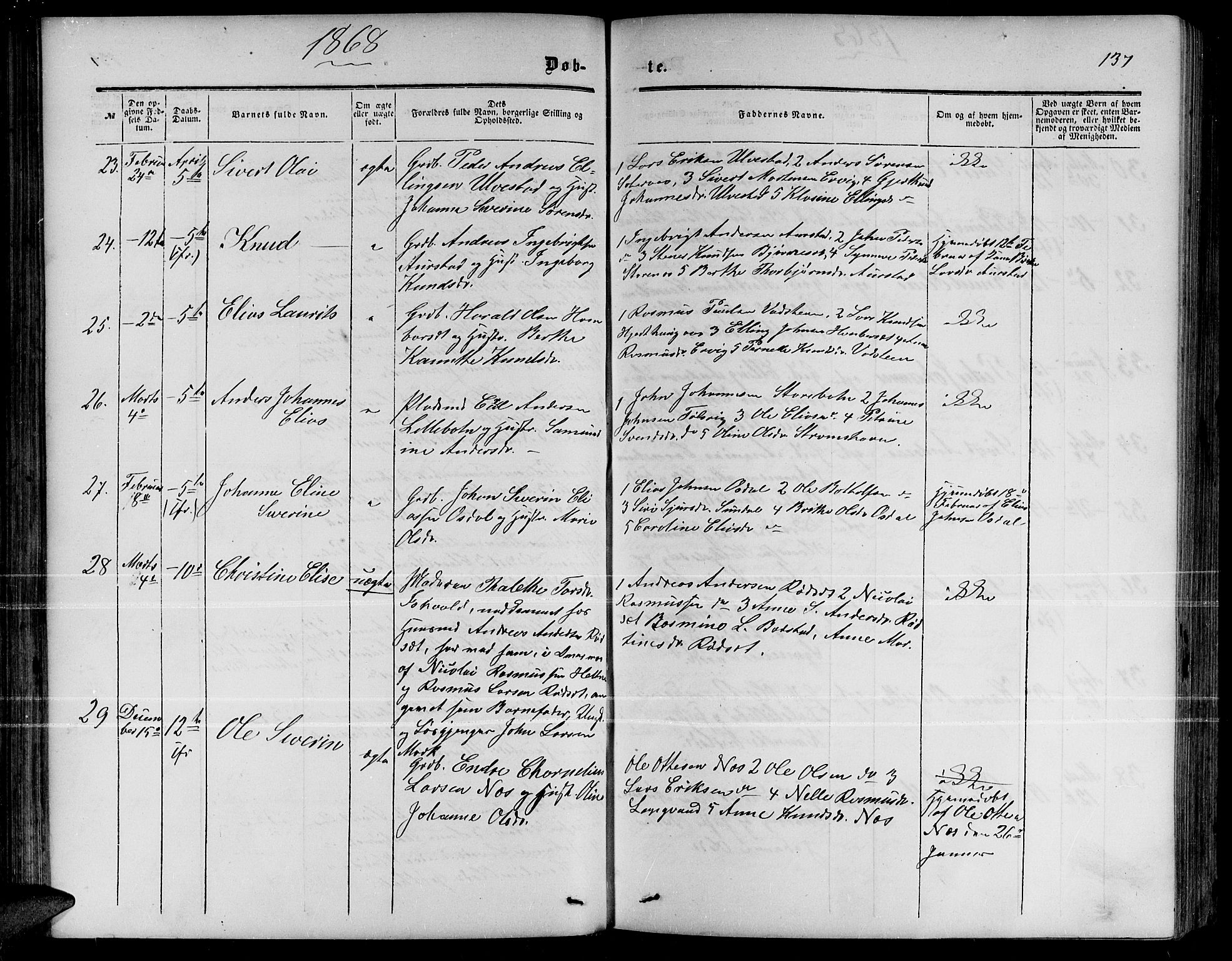 Ministerialprotokoller, klokkerbøker og fødselsregistre - Møre og Romsdal, AV/SAT-A-1454/511/L0157: Parish register (copy) no. 511C03, 1864-1884, p. 137