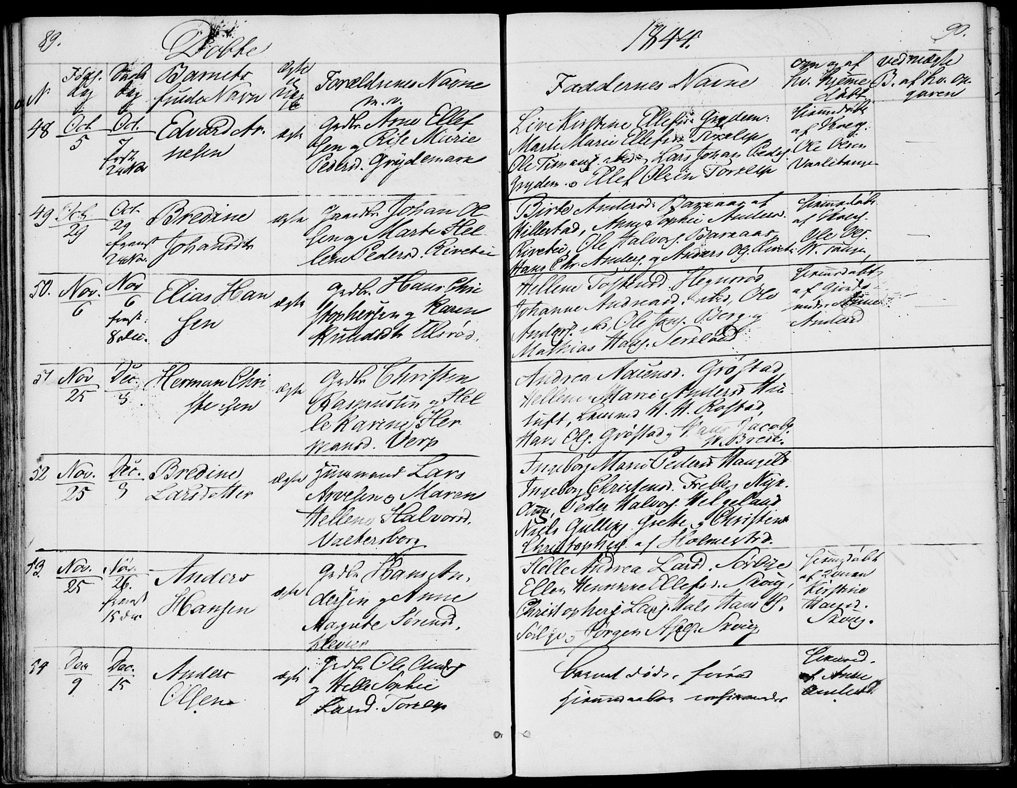 Våle kirkebøker, SAKO/A-334/F/Fa/L0009a: Parish register (official) no. I 9A, 1839-1860, p. 89-90