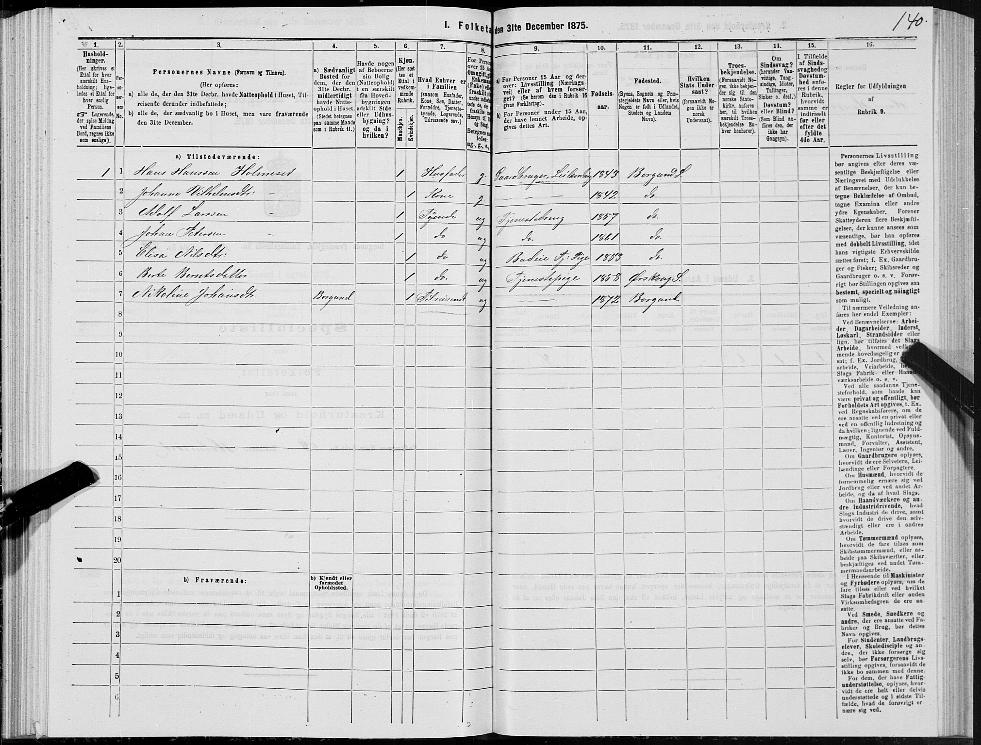 SAT, 1875 census for 1531P Borgund, 1875, p. 7140