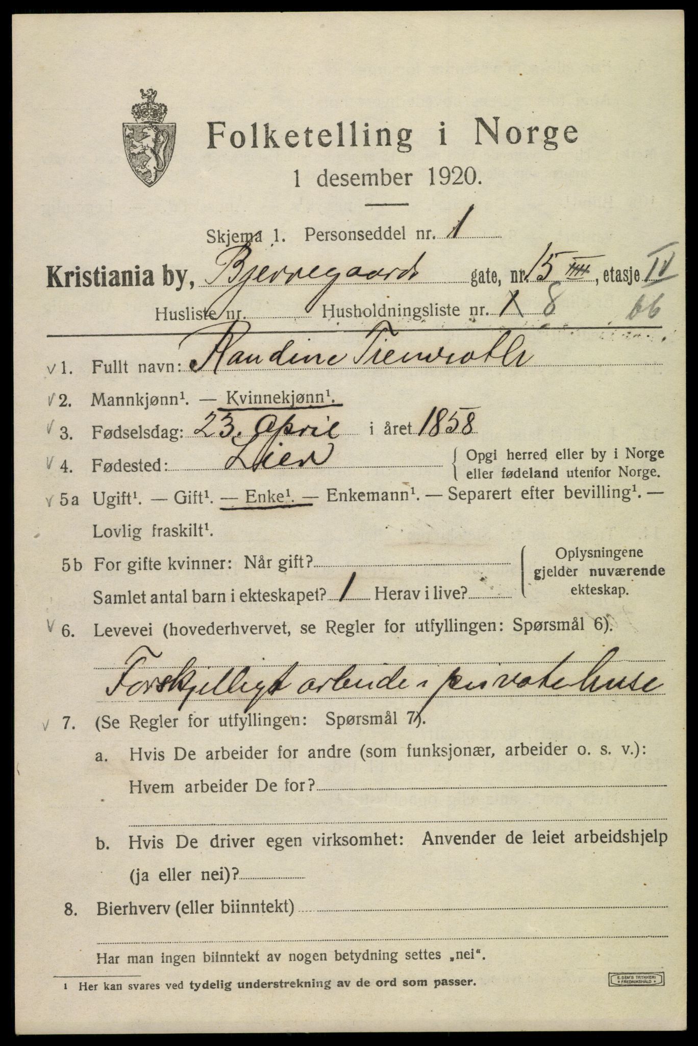 SAO, 1920 census for Kristiania, 1920, p. 159821