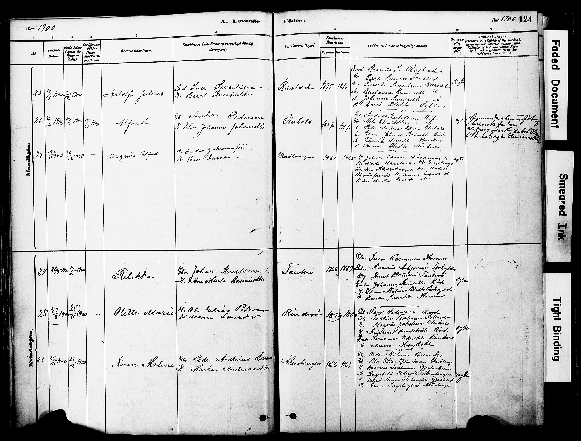 Ministerialprotokoller, klokkerbøker og fødselsregistre - Møre og Romsdal, SAT/A-1454/560/L0721: Parish register (official) no. 560A05, 1878-1917, p. 124