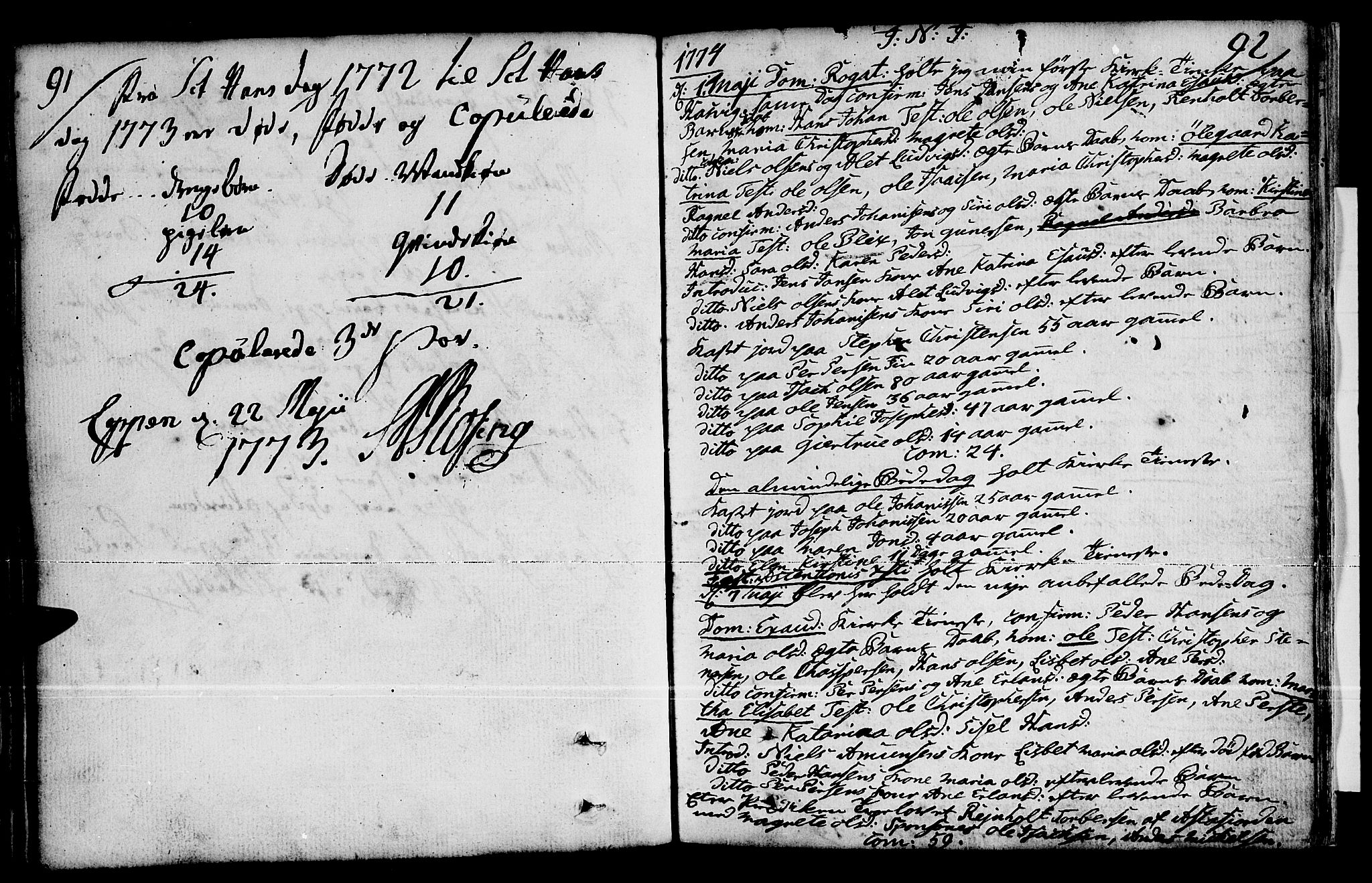 Loppa sokneprestkontor, SATØ/S-1339/H/Ha/L0001kirke: Parish register (official) no. 1 /2, 1753-1784, p. 91-92