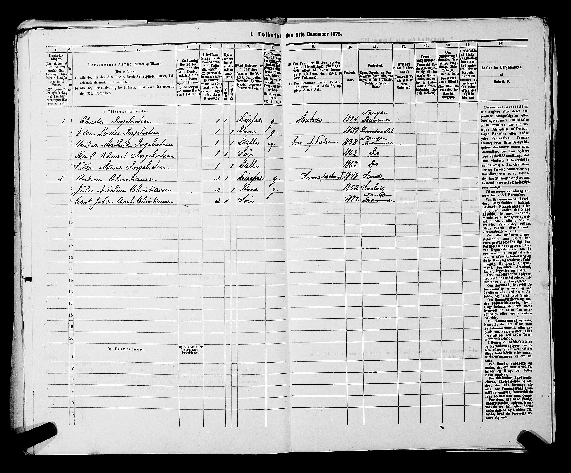 SAKO, 1875 census for 0602 Drammen, 1875, p. 3546