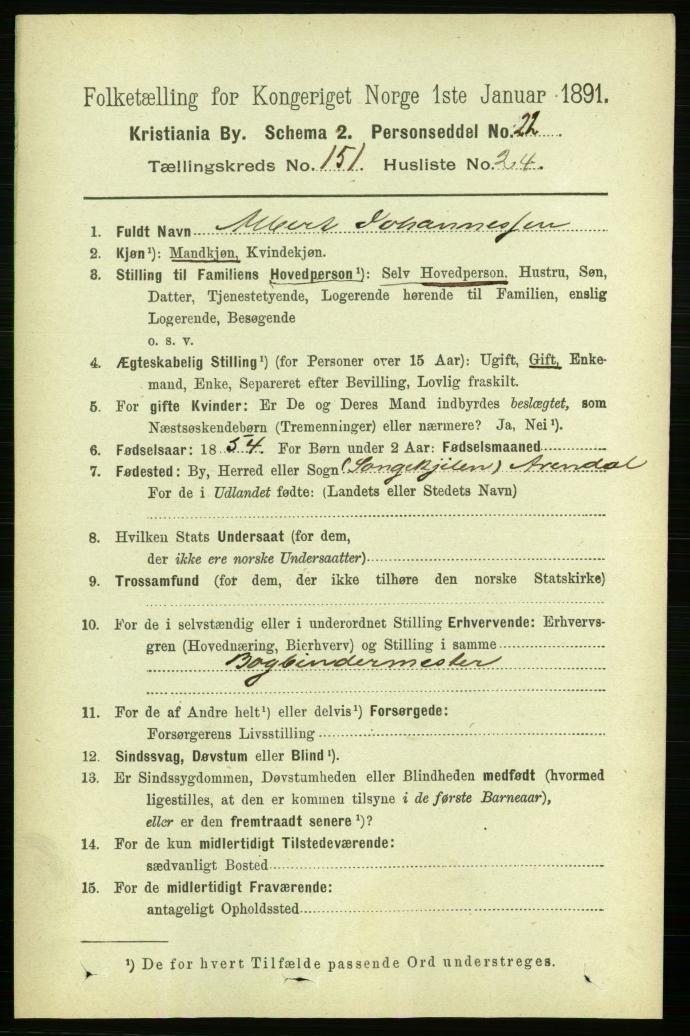 RA, 1891 census for 0301 Kristiania, 1891, p. 85026