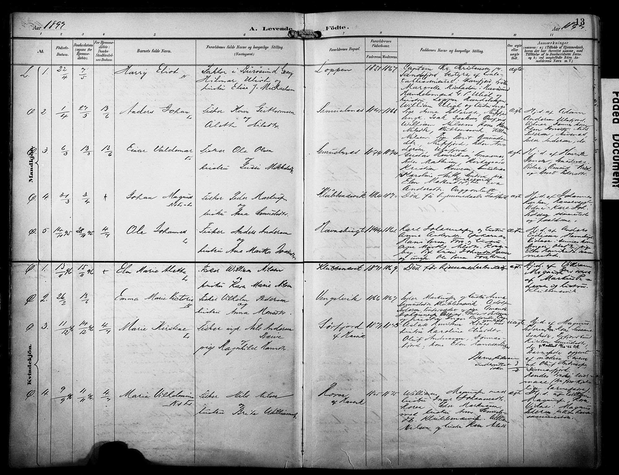 Loppa sokneprestkontor, AV/SATØ-S-1339/H/Ha/L0009kirke: Parish register (official) no. 9, 1895-1909, p. 13