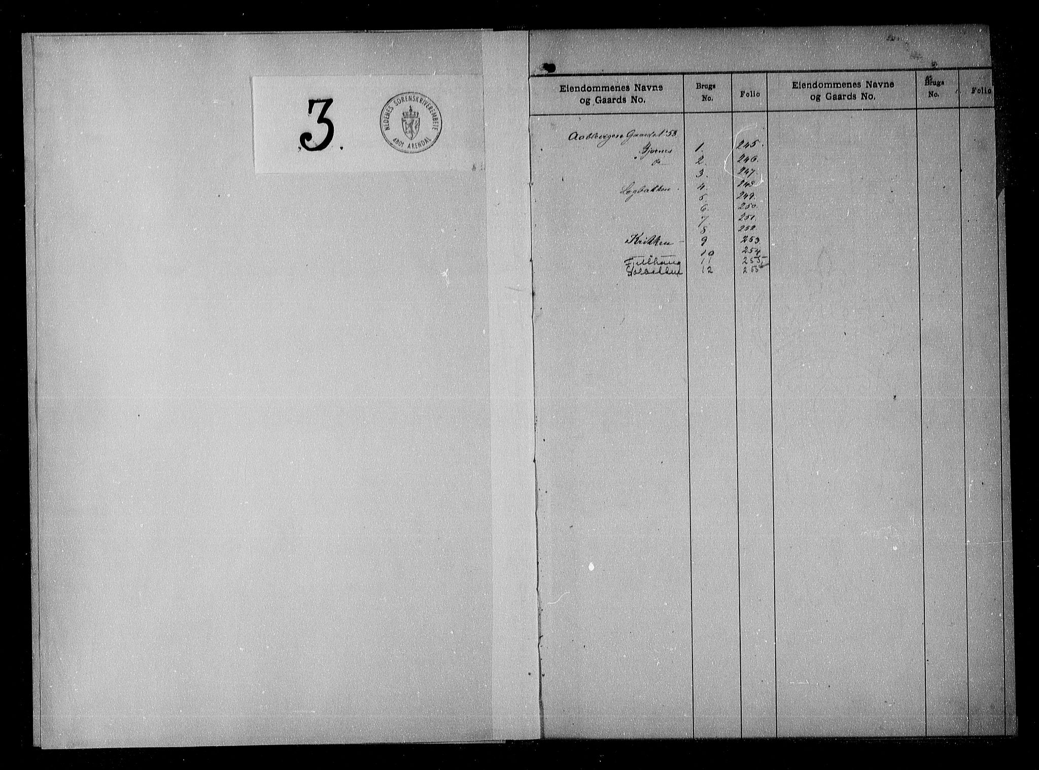 Nedenes sorenskriveri, SAK/1221-0006/G/Ga/Gaa/L0035: Mortgage register no. 32a, 1800-1955