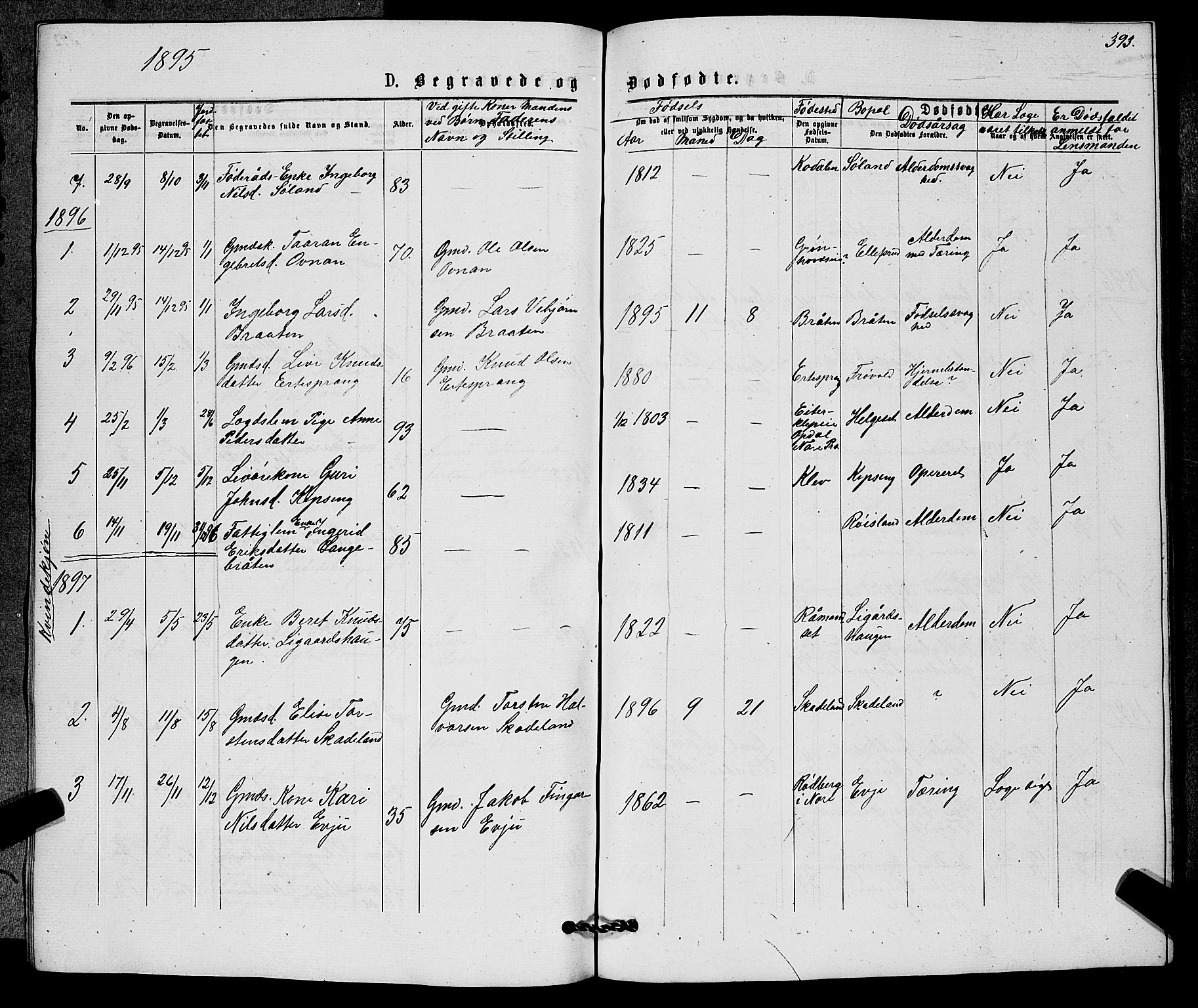 Sigdal kirkebøker, AV/SAKO-A-245/G/Gb/L0002: Parish register (copy) no. II 2, 1875-1900, p. 393