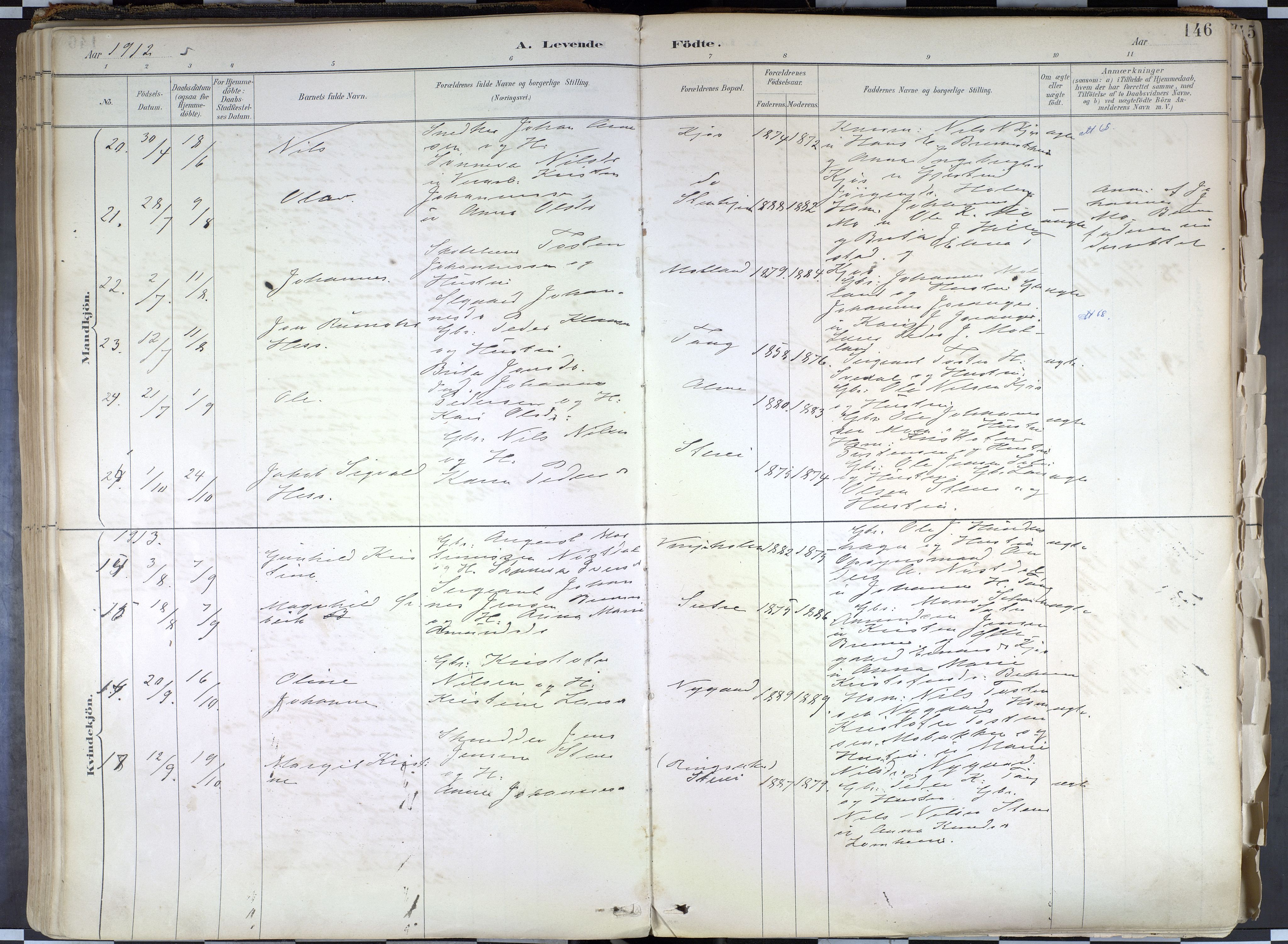 Hafslo sokneprestembete, AV/SAB-A-80301/H/Haa/Haab/L0001: Parish register (official) no. B 1, 1886-1945, p. 146