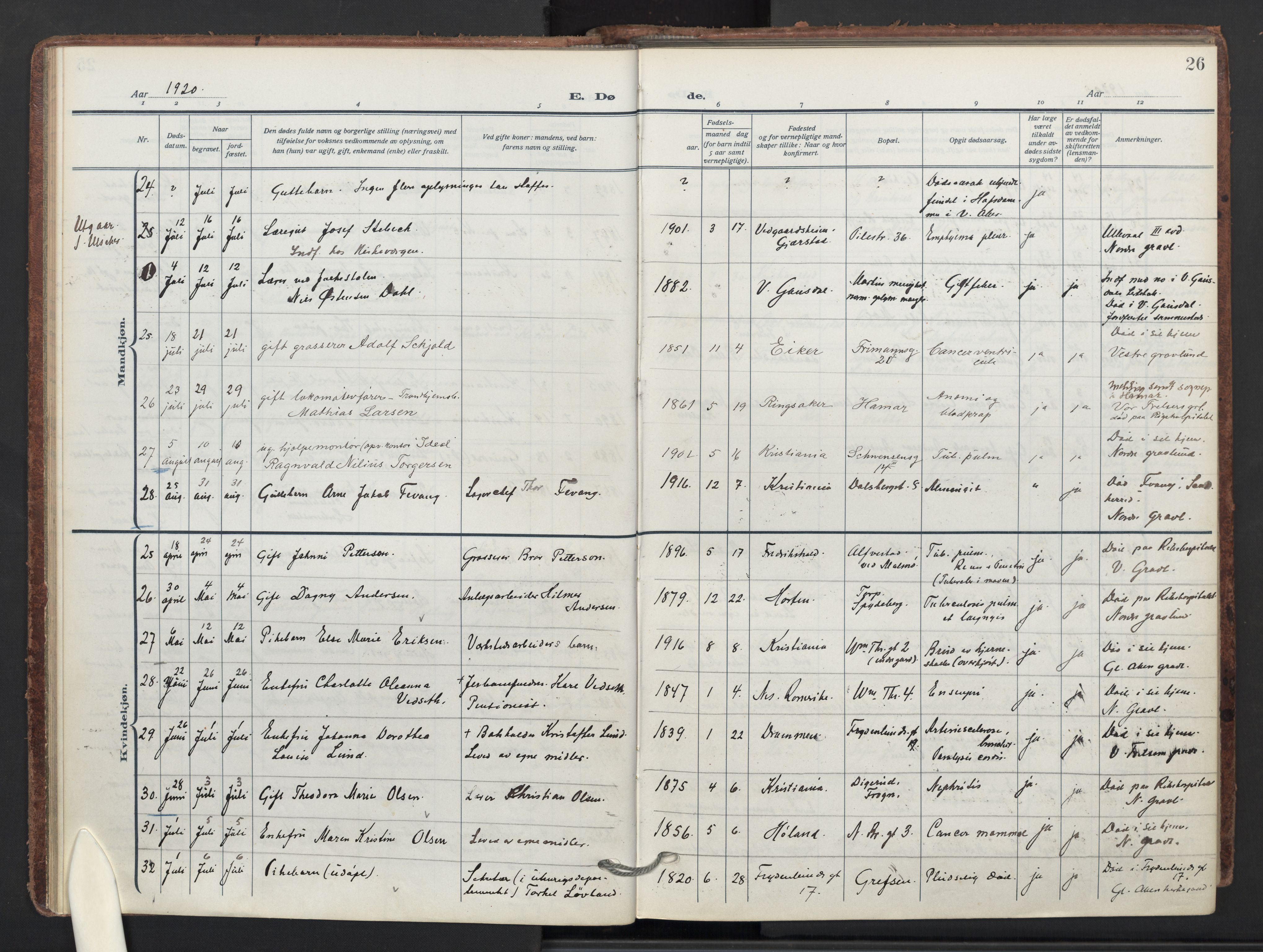 Markus prestekontor Kirkebøker, AV/SAO-A-10830/F/L0004: Parish register (official) no. 4, 1917-1943, p. 26