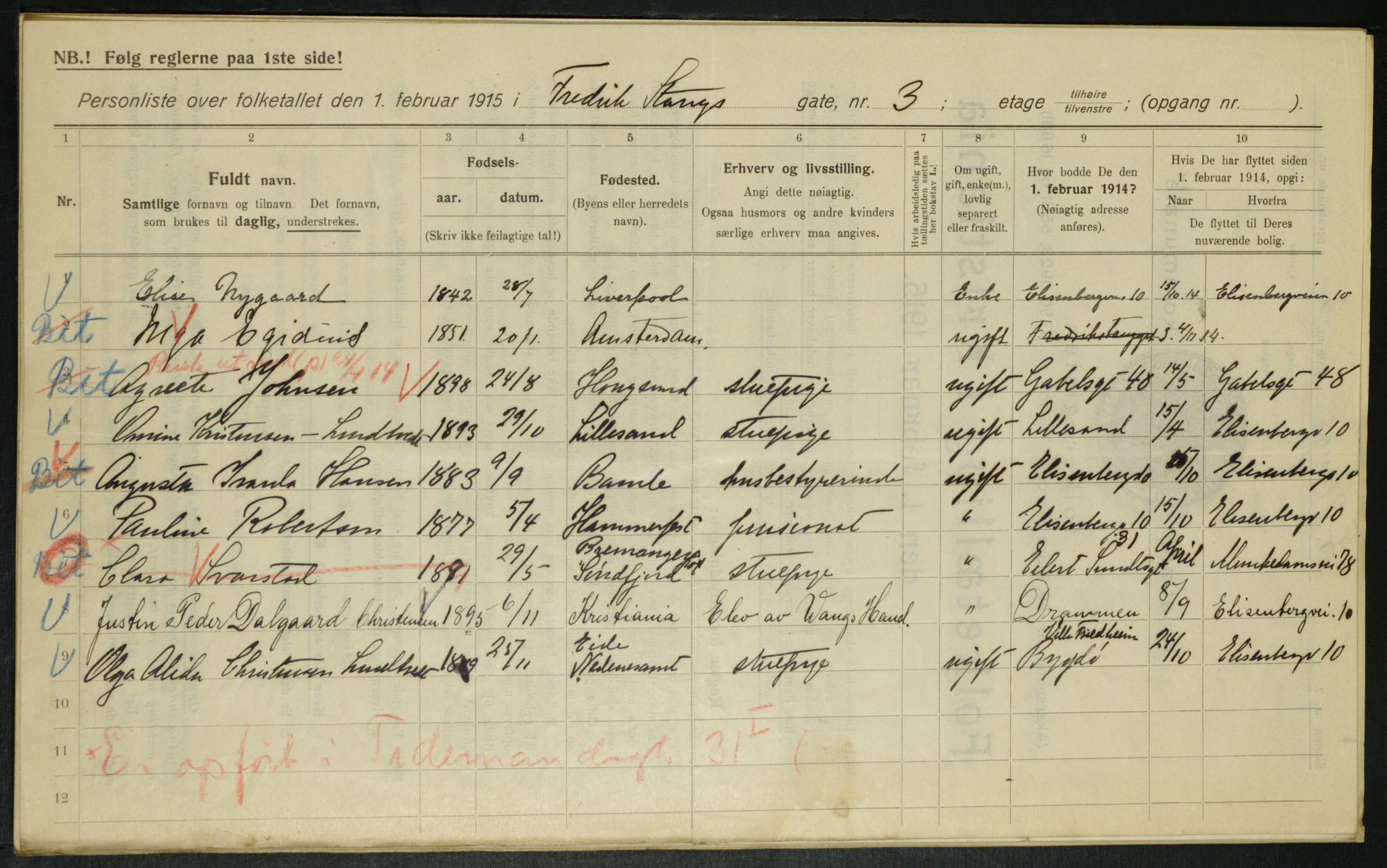 OBA, Municipal Census 1915 for Kristiania, 1915, p. 26168