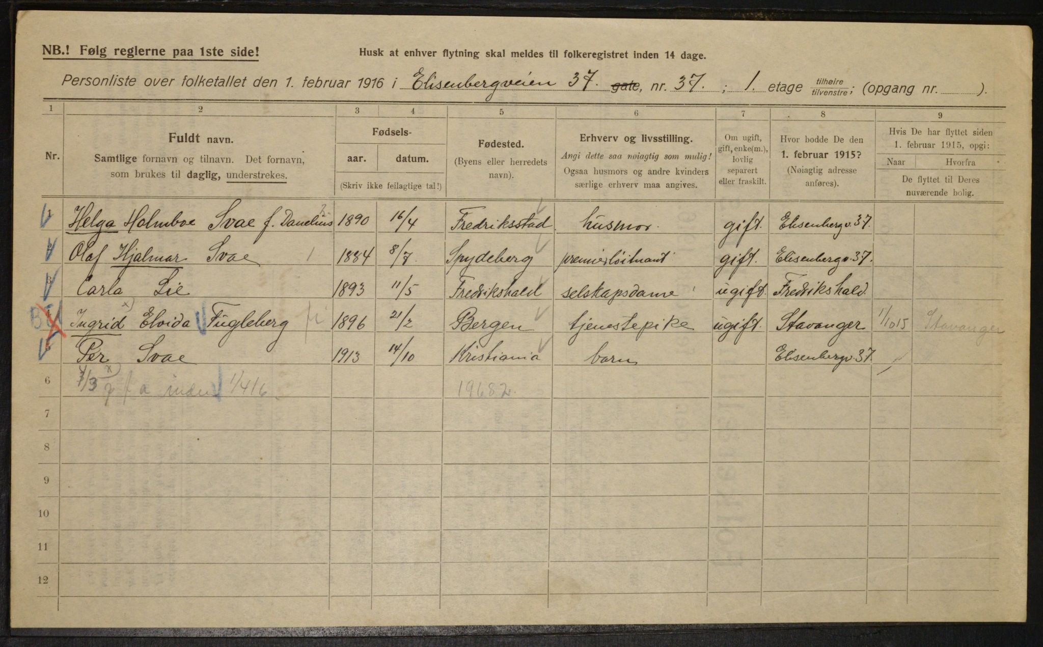 OBA, Municipal Census 1916 for Kristiania, 1916, p. 21184